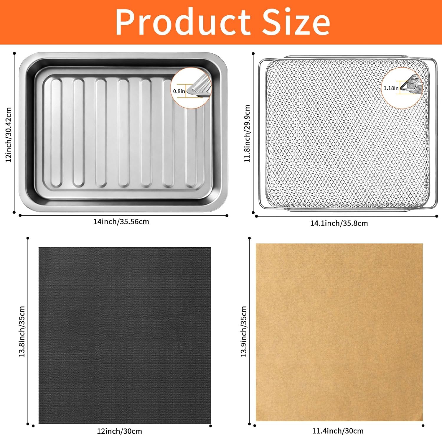 GWY Air Fryer Accessories for Emeril Lagasse French Door 360 Extra Large Dual Zone 25 QT Oven, Baking Set with Air Fryer Basket Baking Pan Tray Disposable Parchment Paper Reusable Baking Mat Cookware image 2