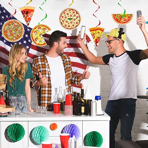 Miniatura 6 de Teling 48 piezas de decoración de fiesta de pizza colgante de remolino temático decoración de techo remolinos para suministros de fiesta de