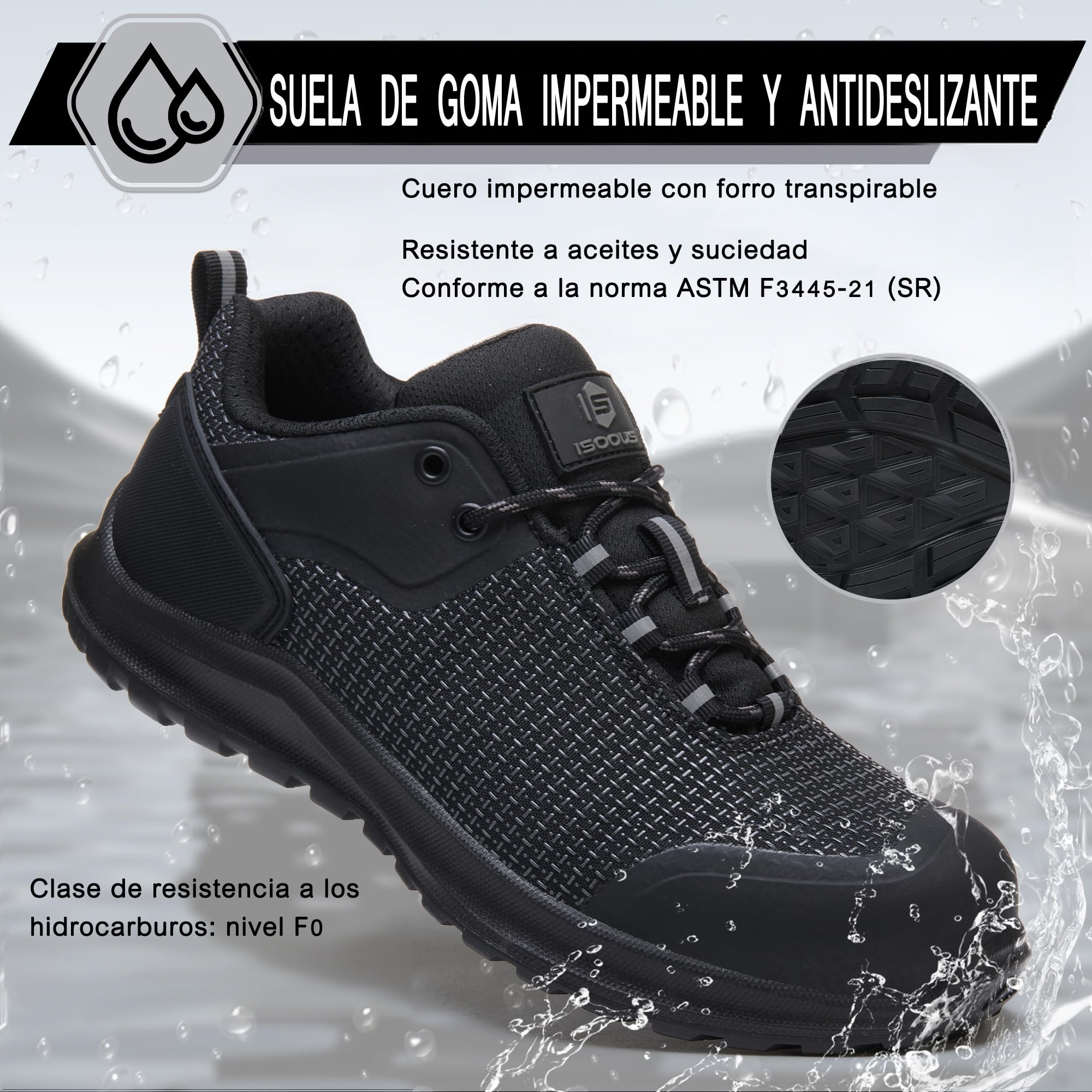 Zapatos de Seguridad para Hombre Mujer S3 ESD Calzado de Seguridad SRC FO | Antideslizante Zapatillas Trabajo Impermeables Zapatos de Trabajo sin Metal Resistente al Calor