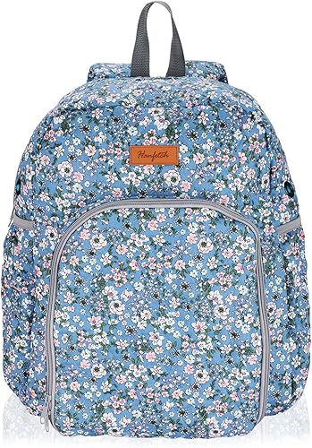 Organizador de almacenamiento de hilo grande con ojales para madejas de hilo, ganchos de ganchillo, agujas de tejer, Flor-azul, Grande, Moderno