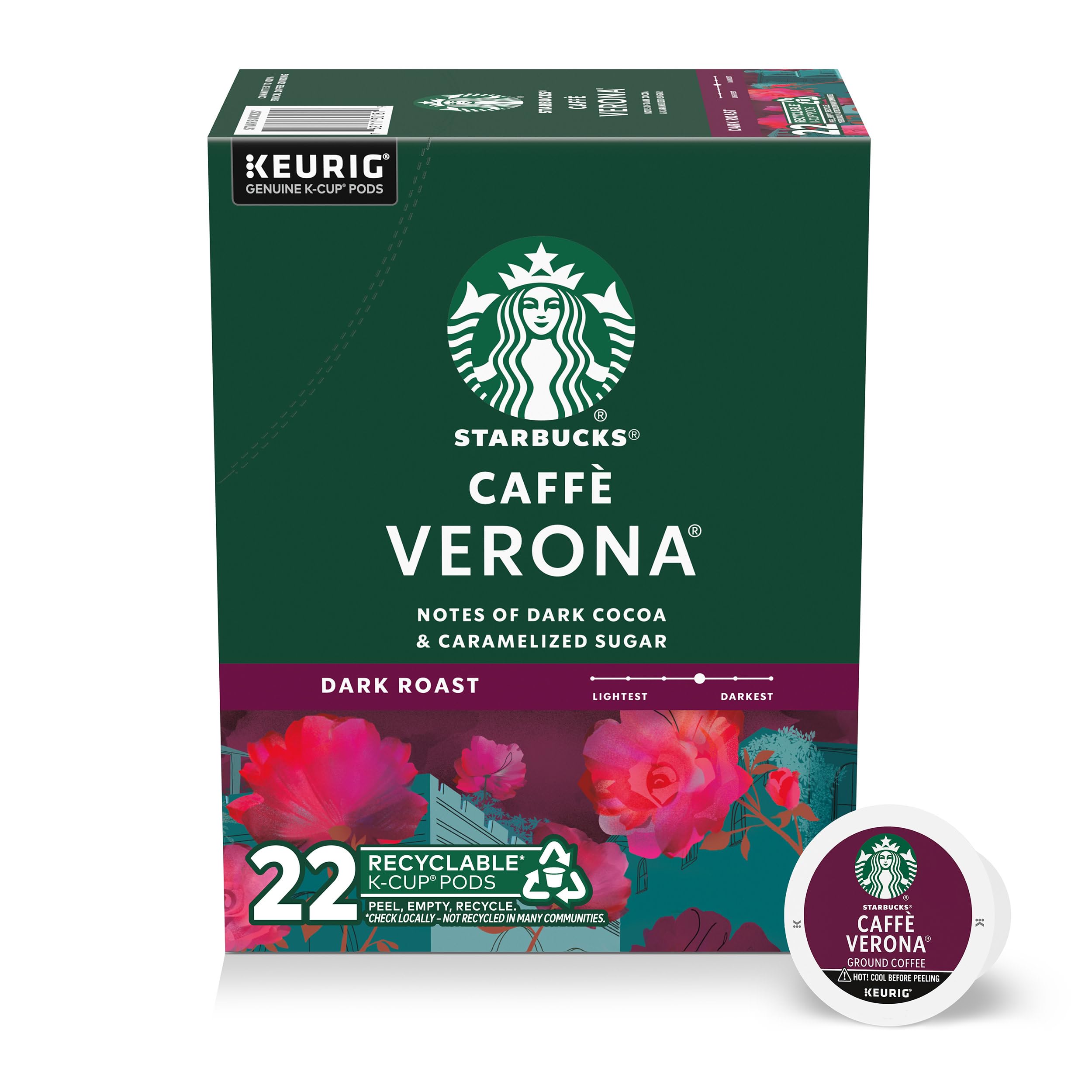 Starbucks K-Cup Coffee Pods, Caffè Verona Dark Roast, 22 Count