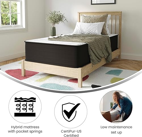 Miniatura 5 de EMMA + OLIVER Drift - Colchón híbrido de 12 pulgadas, espuma de alta densidad y resortes ensacados en una caja, espuma certificada CertiPur-US,