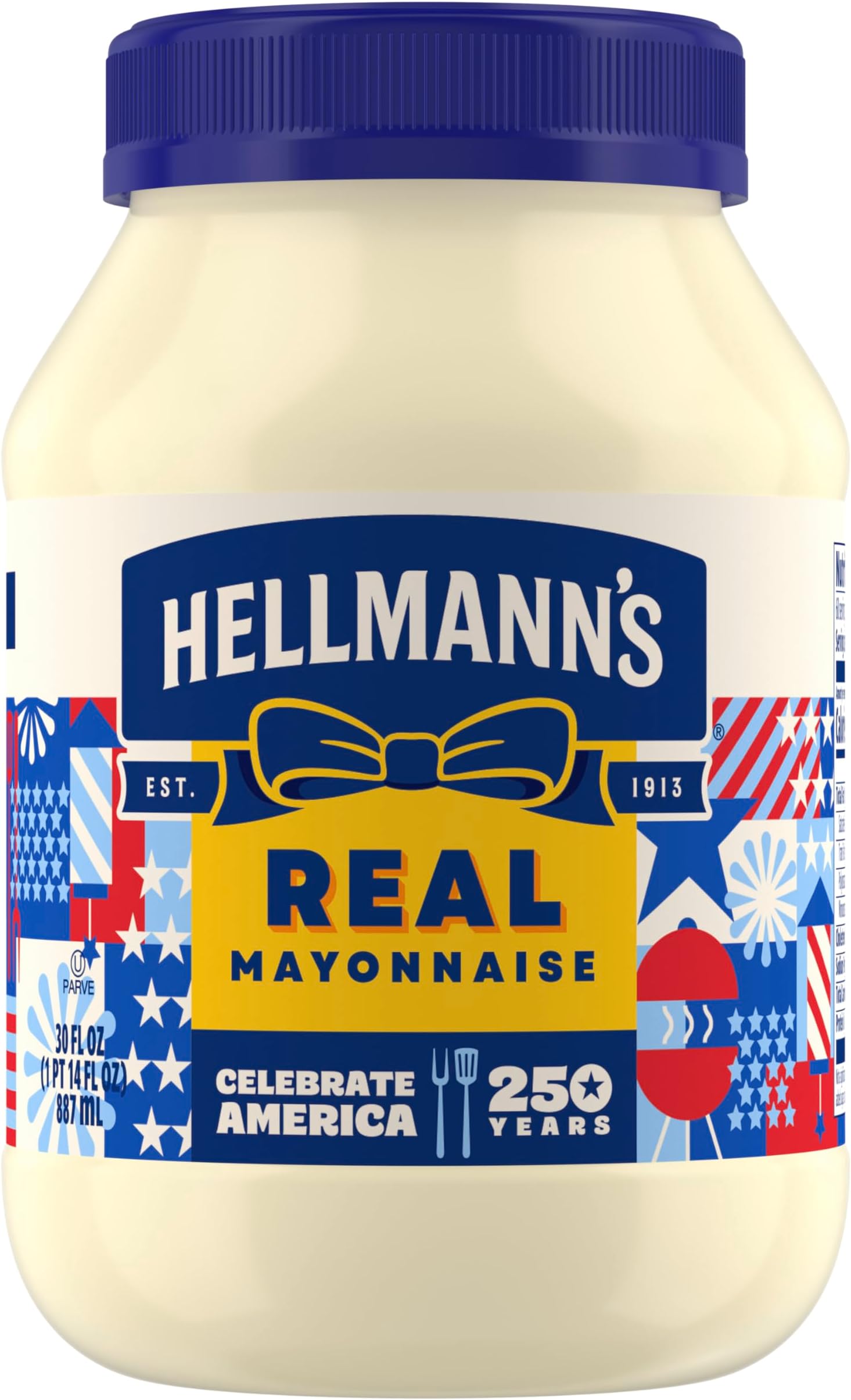 Hellmann's Mayonnaise Real Mayo 1 ct For A Creamy Sandwich Spread or Condiment Rich in Omega-3 ALA, Gluten Free 30 oz