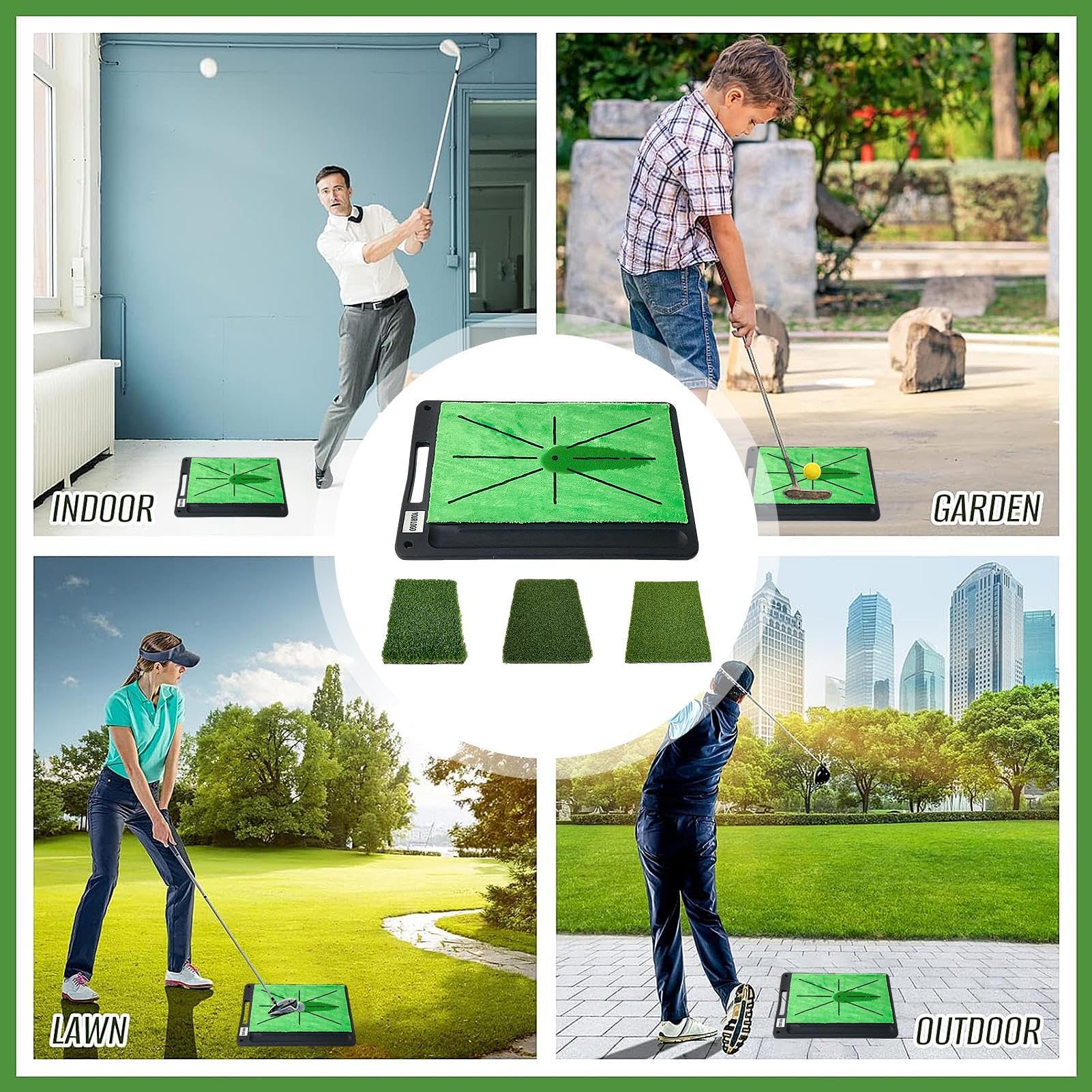 Tappetino da golf per allenamento con retro in gomma, rilevamento feedback oscillante