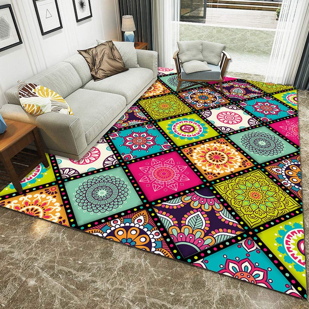 Tapis géométrique haut de gamme grand format pour salon de villa et foyer
