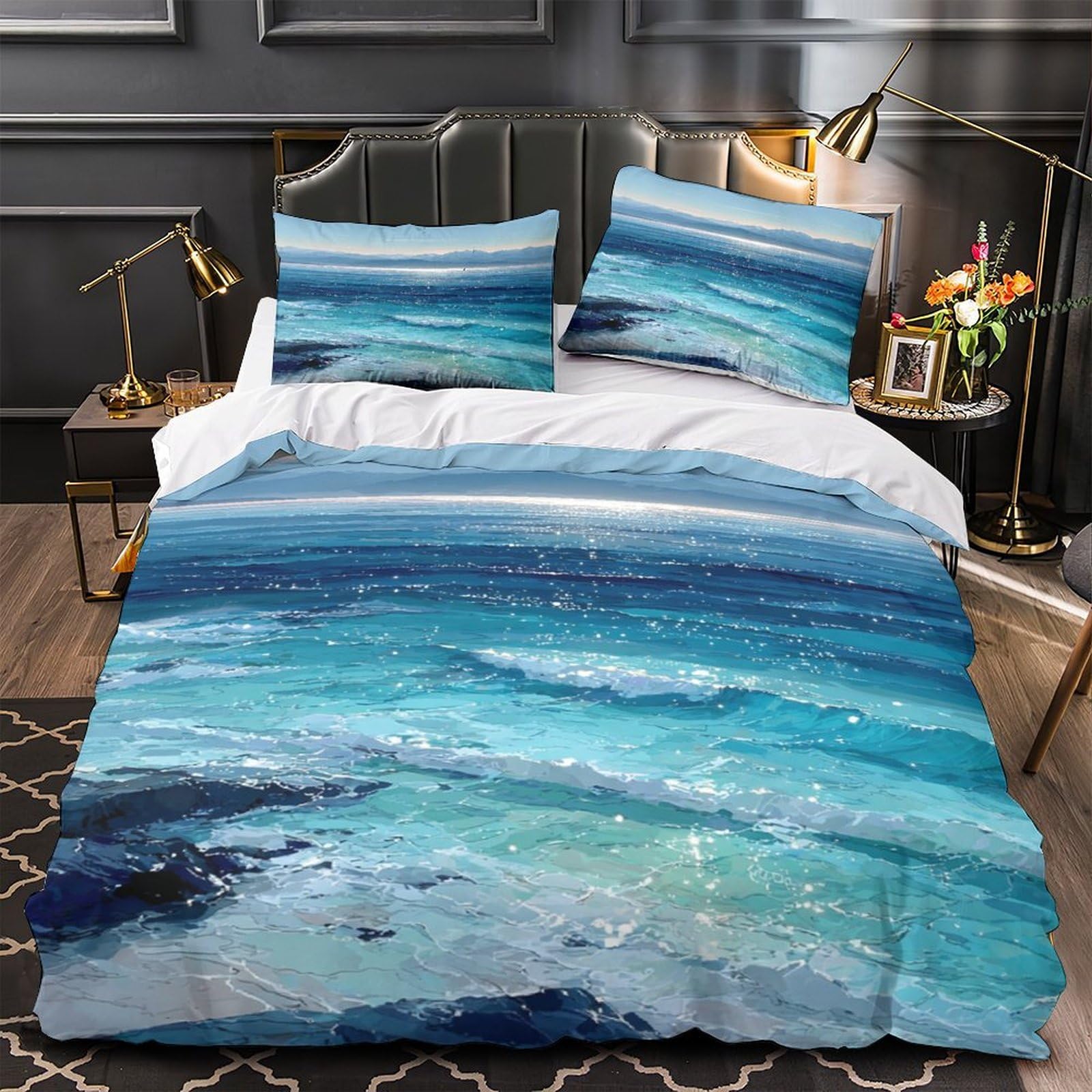 Housse de couette microfibre douce parure de lit 220x240 fermeture éclair