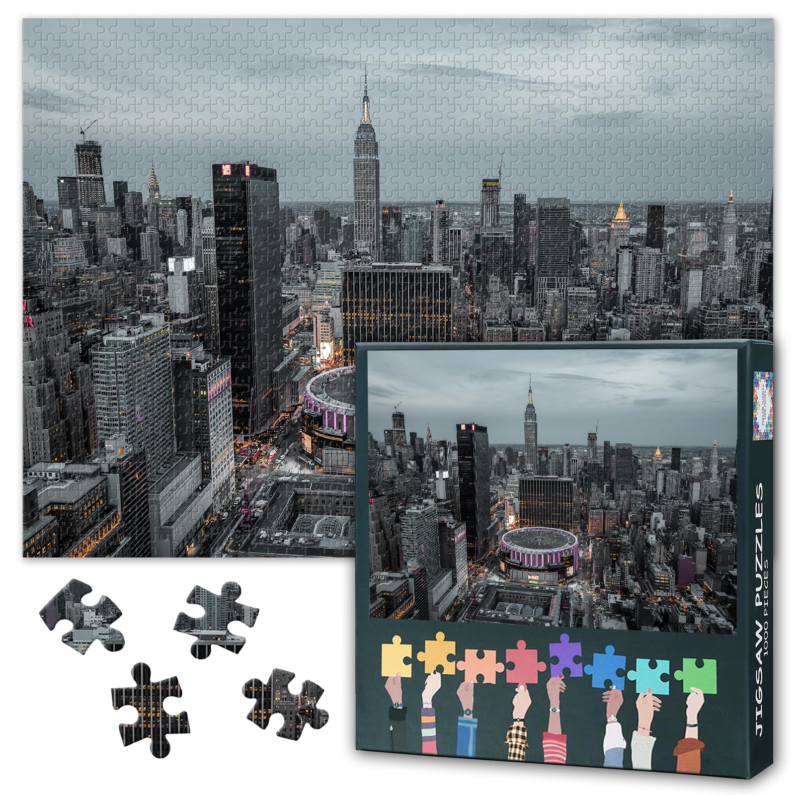 New York Art 1000 Piece Jigsaw Puzzles for Adults, Family Challenging Puzzle Game (Cityscape Theme), Birthday Party Gift for Men Women Home Decor (27.5"x19.7")
