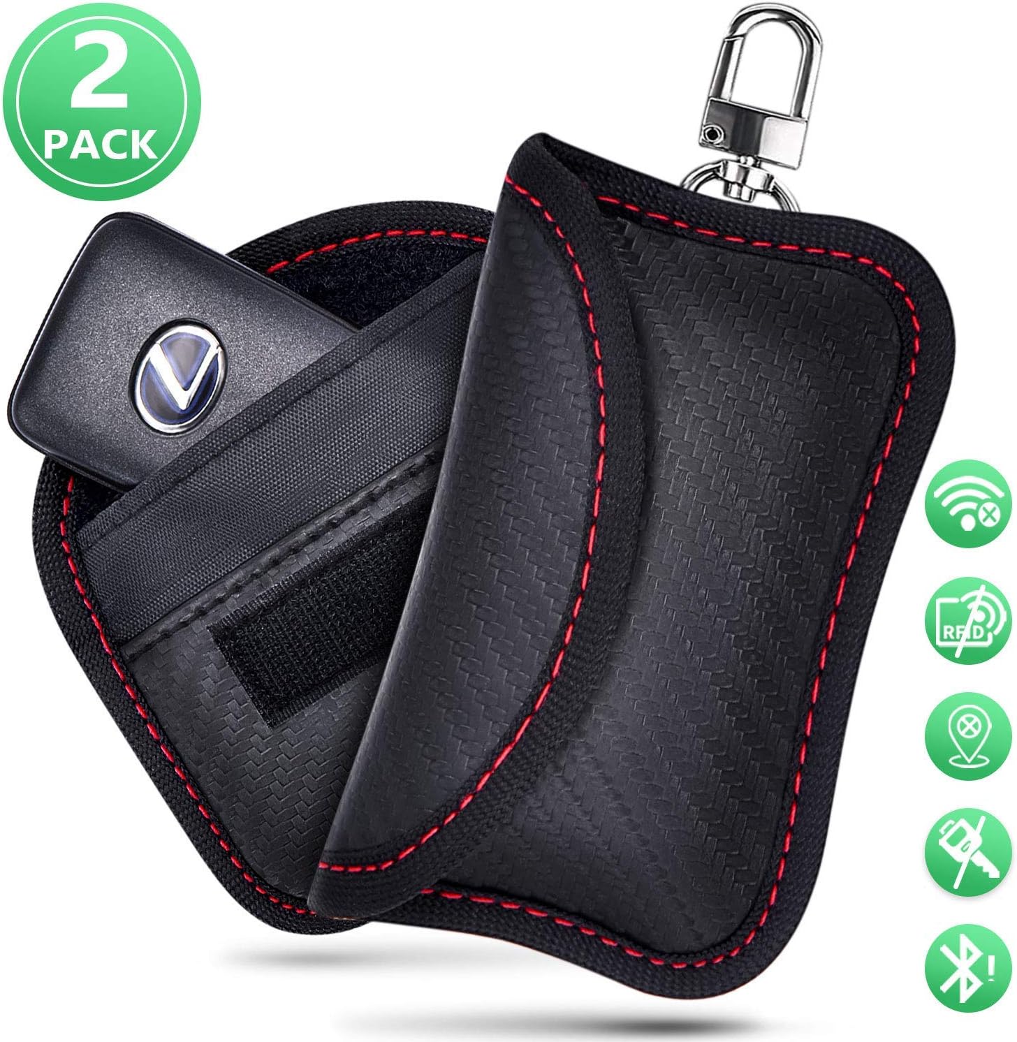 2 Pack Faraday Bag for Car Keys,Car key Signal Blocker Case, Faraday Cage Keyless Entry Key Fob Pouch, Car RFID Key Security Accessories