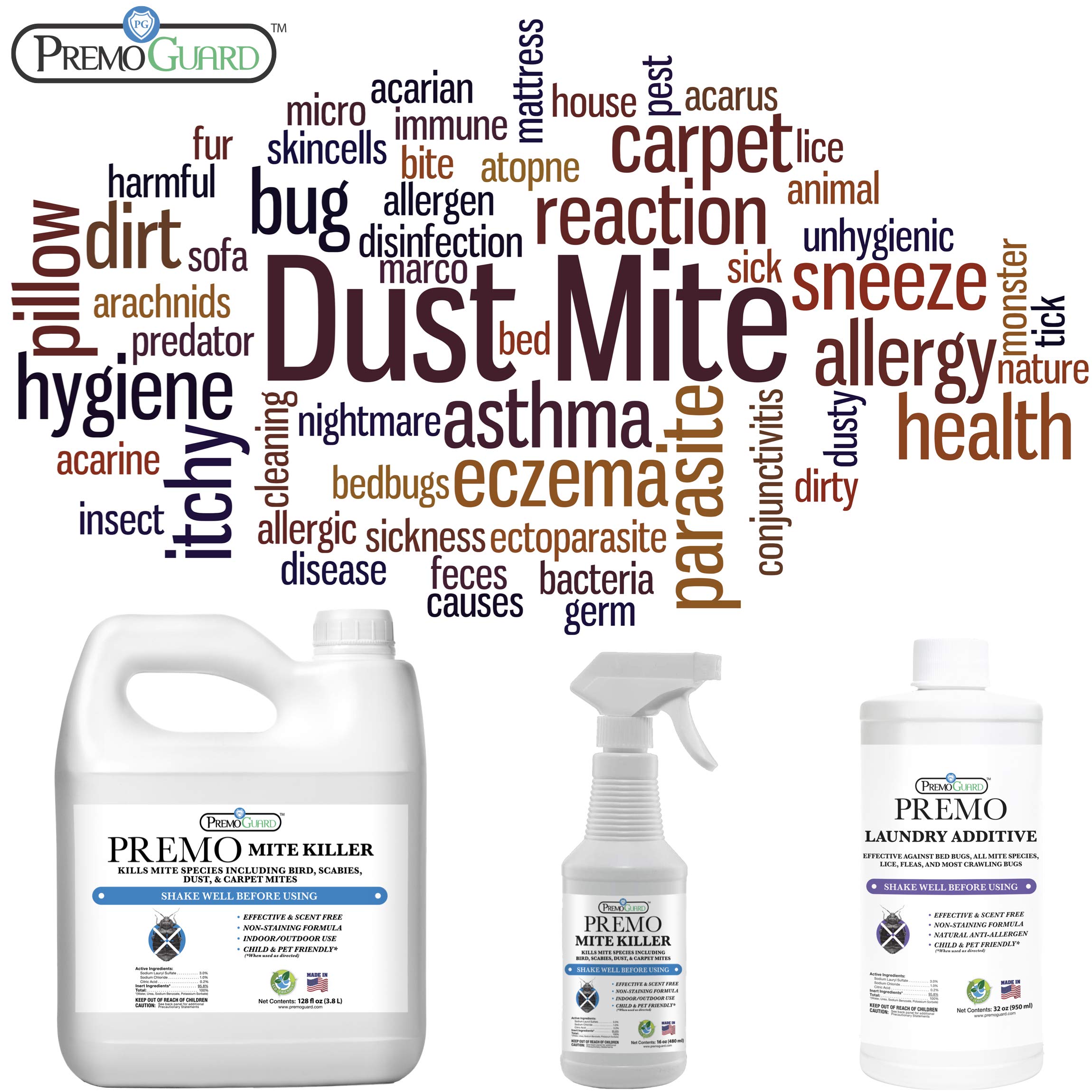 Mite Killer Spray by Premo Guard 128 oz Treatment for Dust Spider