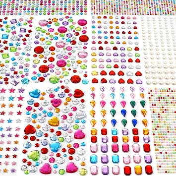 MYDBUYSOME 2774pcs Gem Stickers Jewels for Crafts, Self Adhesive Rhinestone Jewel Stick on Gems, Acrylic Bling Heart Stickers, Craft Supplies for Kids
