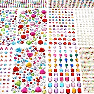 MYDBUYSOME 2774pcs Gem Stickers Jewels for Crafts, Self Adhesive Rhinestone Jewel Stick on Gems, Acrylic Bling Heart Stickers, Craft Supplies for Kids