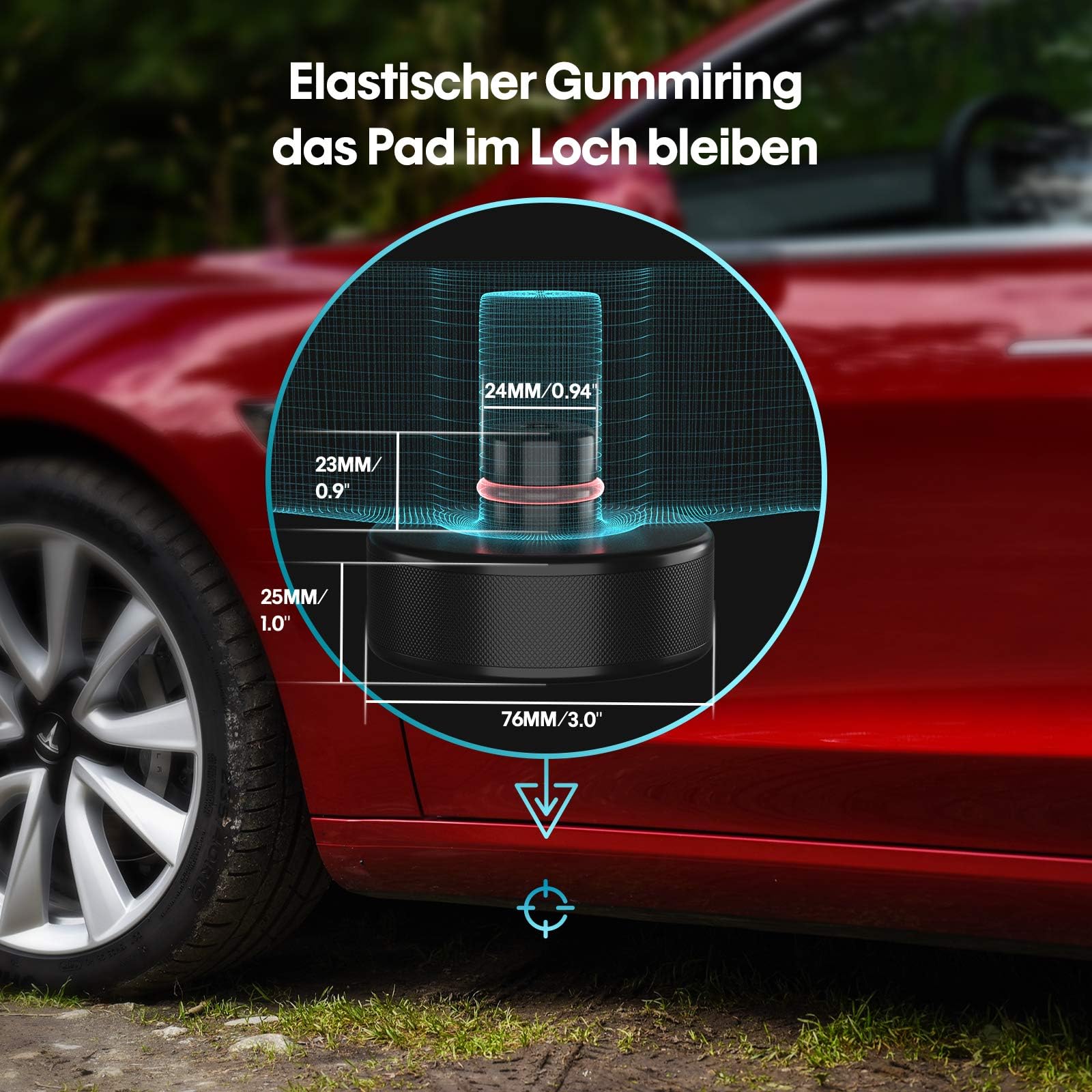 Airabc 4 Sztuki Gumowej Podkładki do Podnośnika Samochodowego do Model Tesla 3/X/S/Y, Uniwersalna Podkładka Gumowa do Samochodów SUV, Jack Pad Adapter Akcesoria do pojazdów Tesla