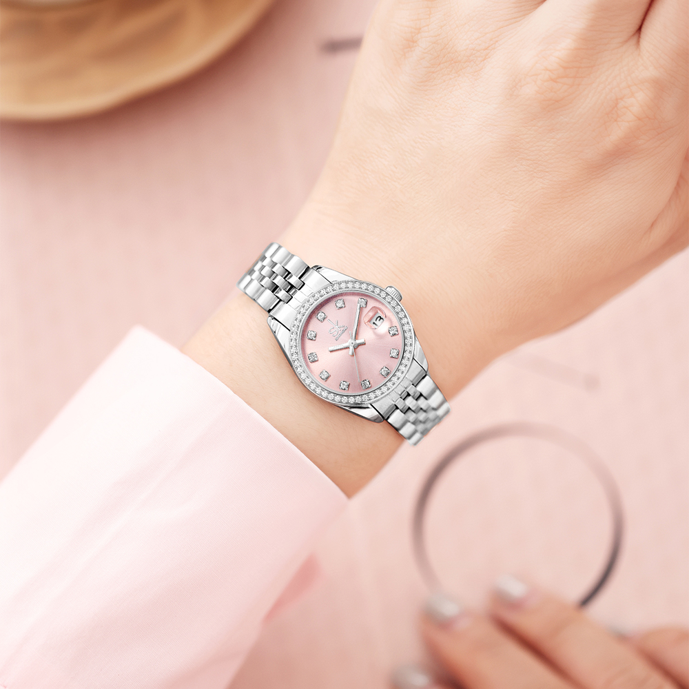XCZAP Orologio Da Donna Al Quarzo - Quadrante Piccolo Con Bracciale A Cuore, Impermeabile, Argento E Rosa - 2