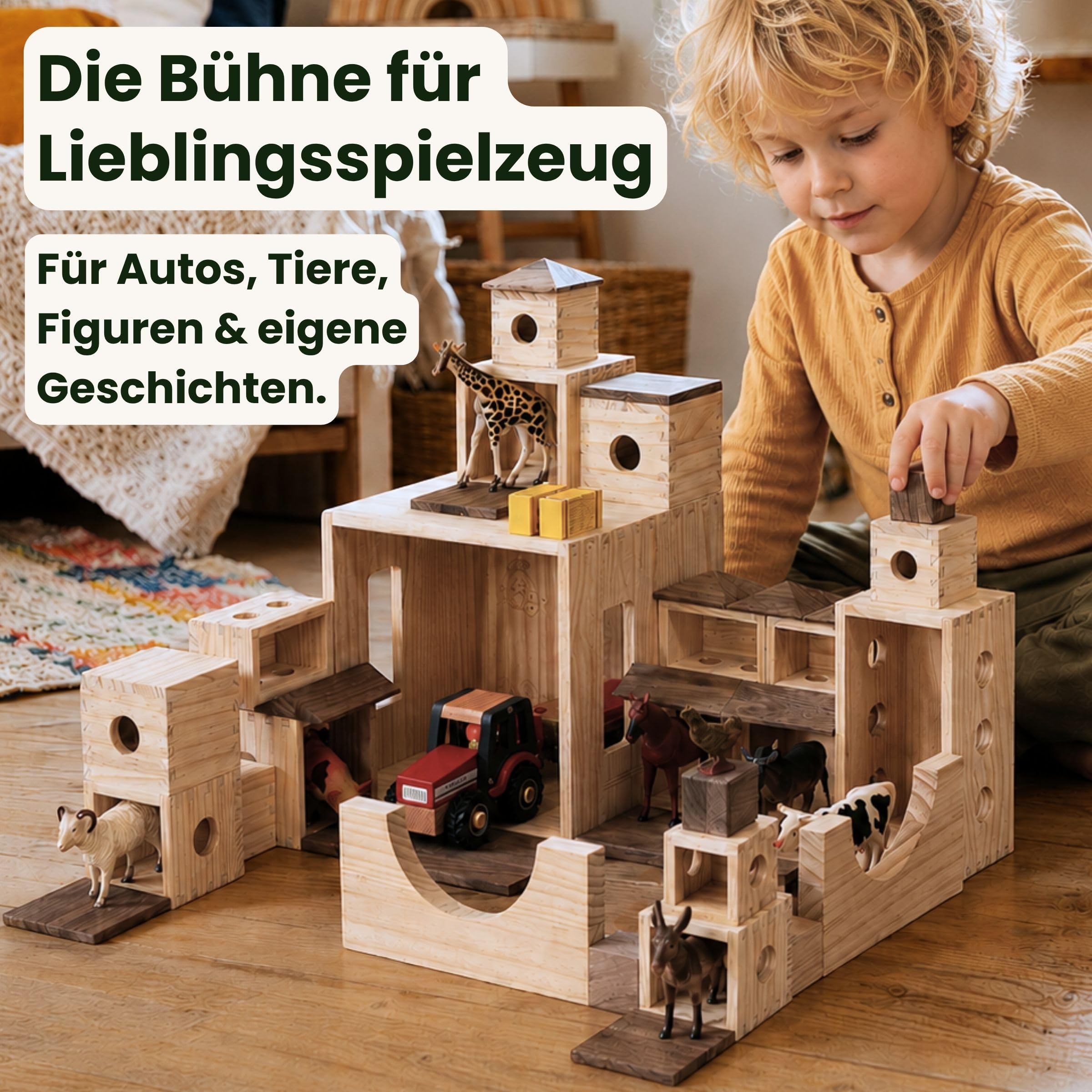 MATZBOX Montessori Kreativspielzeug aus Holzbausteinen – ausgezeichnetes Premium Spielzeug von 1 bis 7 Jahren – vielseitige Bauklötze & Boxen für freies, langanhaltendes Spielen, nachhaltiges Geschenk