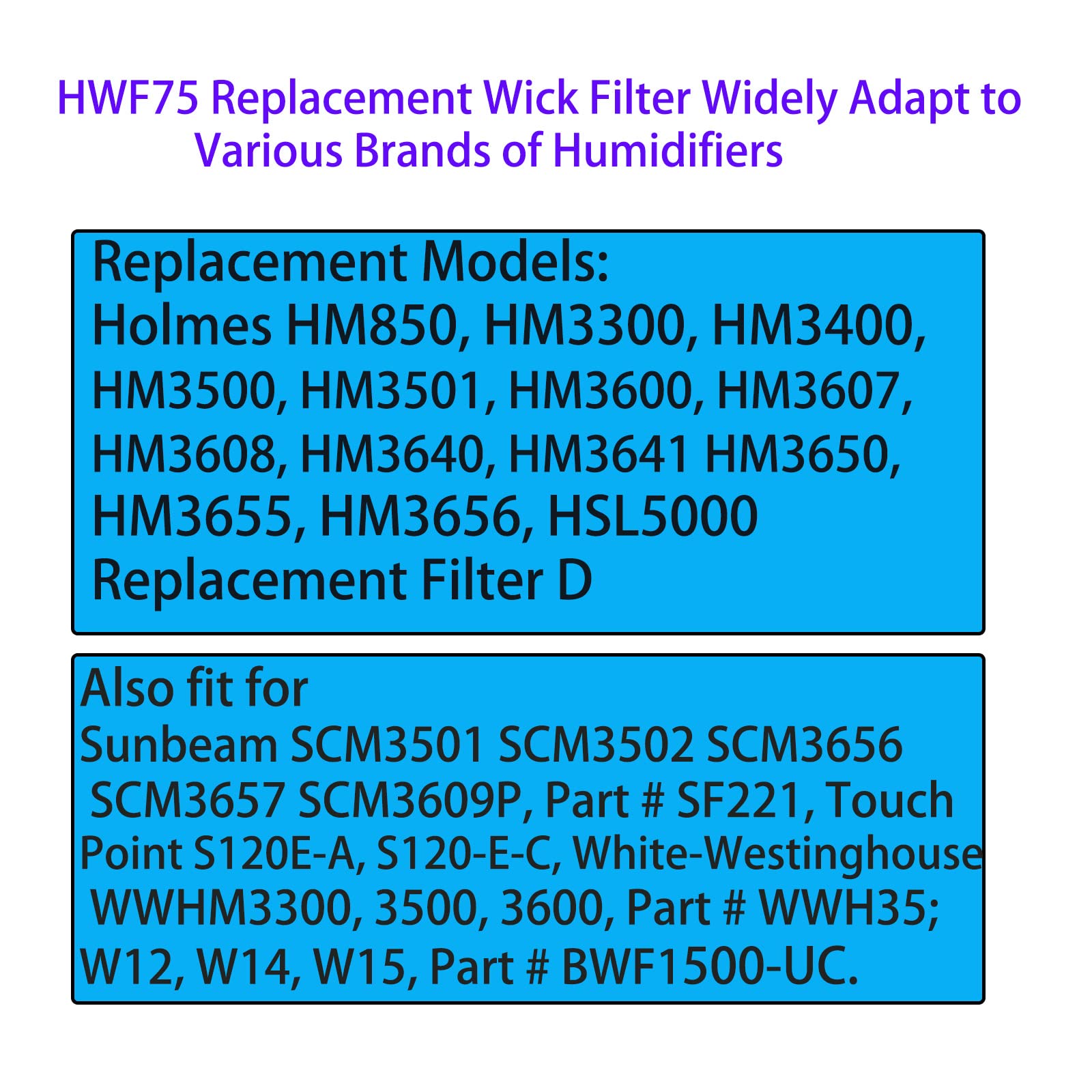 HWF75 - Filtro di ricambio per stoppino Holmes HWF75 HWF75CS HWF75PDQ-U HF222, sostituisce filtro D (confezione da 2)