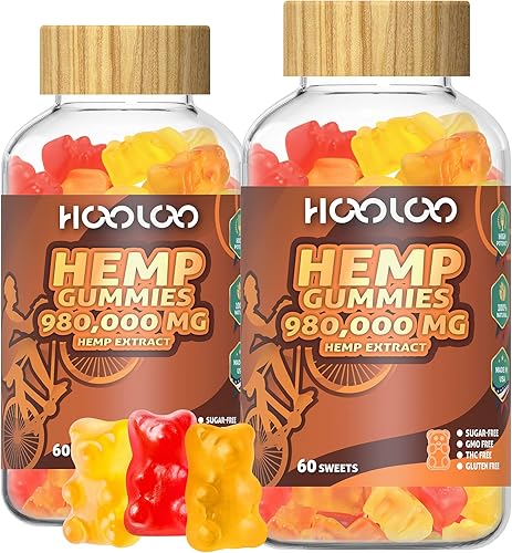 HOOLOO 980000 gomitas de cáñamo afrutadas para relajarse estrés ansiedad mejor sueño y estado de ánimo gomitas de extracto de cáñamo sin azúcar