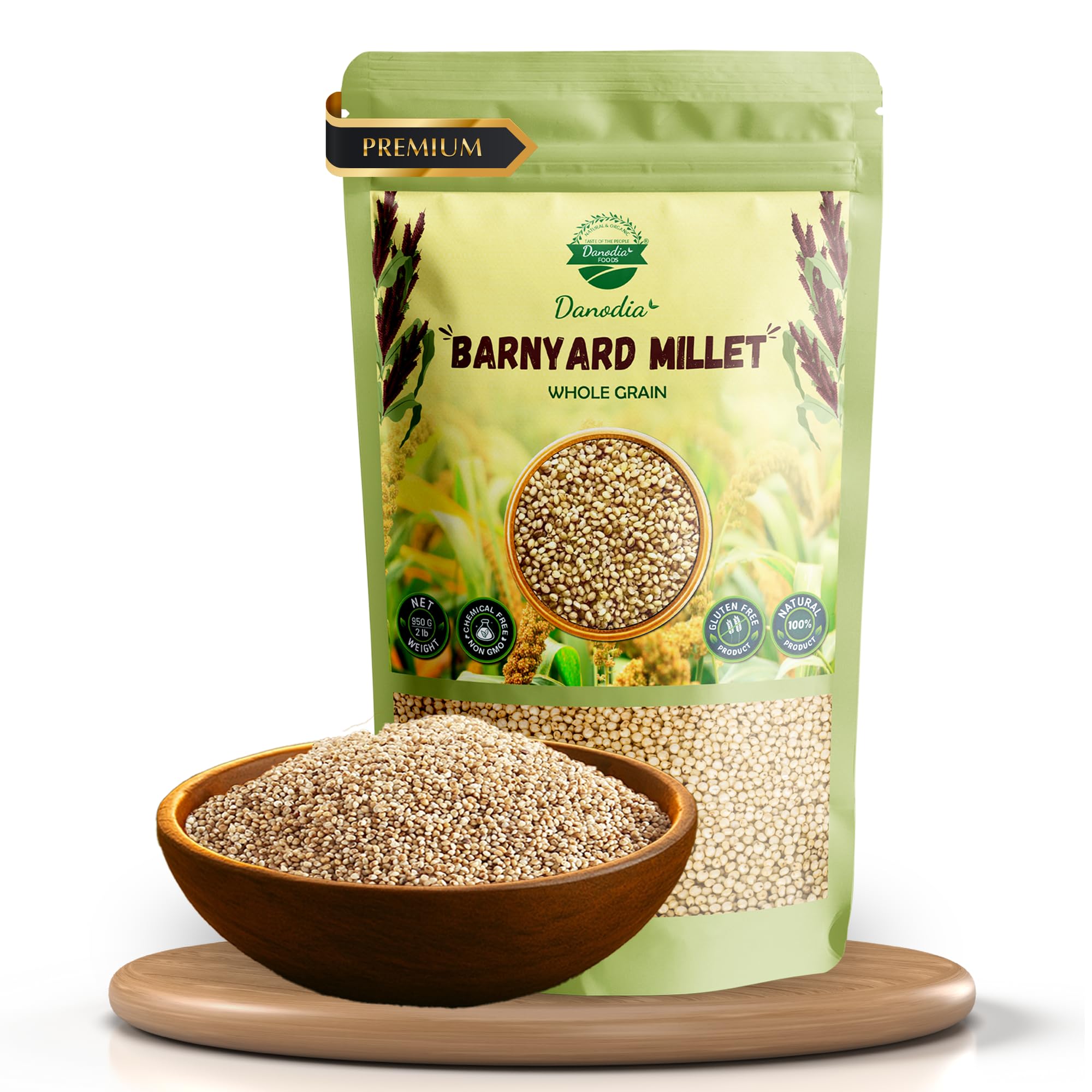 Danodia Foods Barnyard Millet (950g) 2 lbs | Rich in Protein, Fiber, Vitamins | Non-GMO, Gluten Free Diet, Low GI | 100% Unpolished, Grown By Small Farmers Barnyard Millet 950g/2lbs