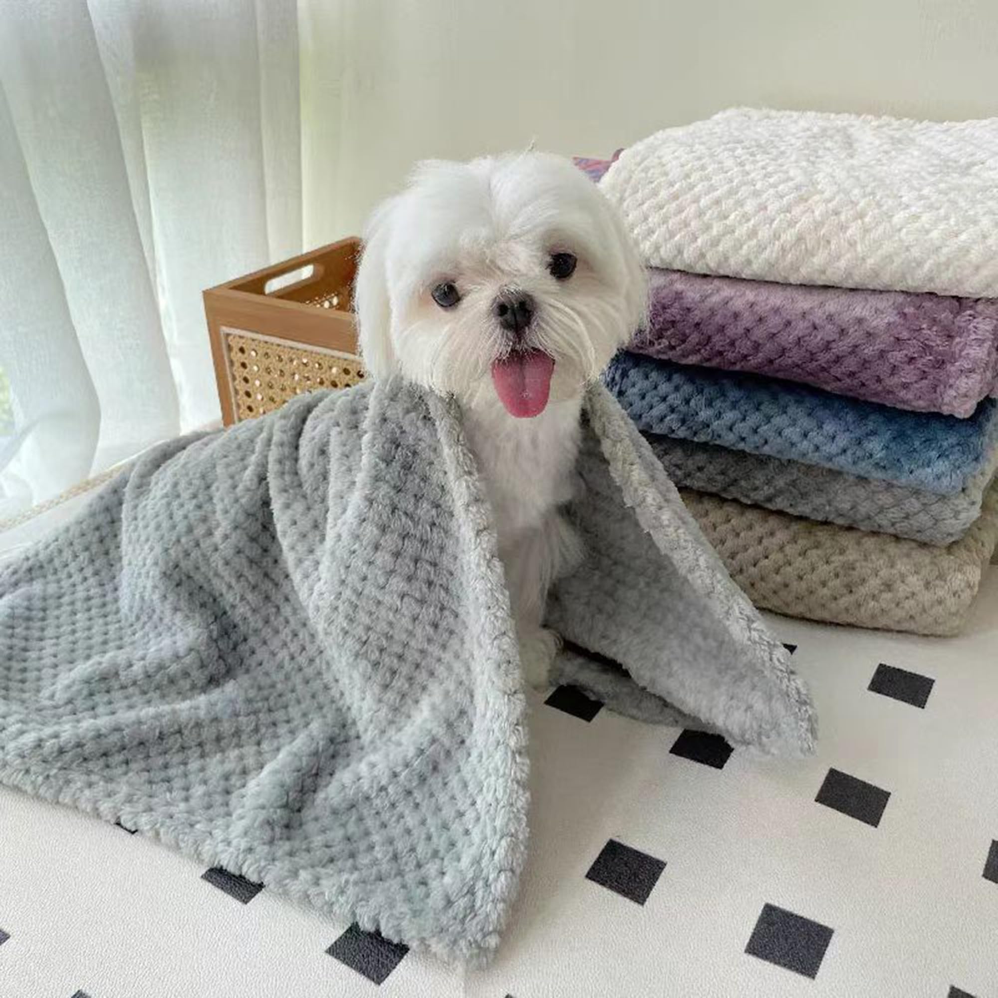 Lot de 2/4 couvertures douces pour chien et chat de petite et moyenne taille - Couvertures lavables pour canapé, lit, voiture - Couvertures pour animaux de compagnie (café, 4 pièces, 100 x 80