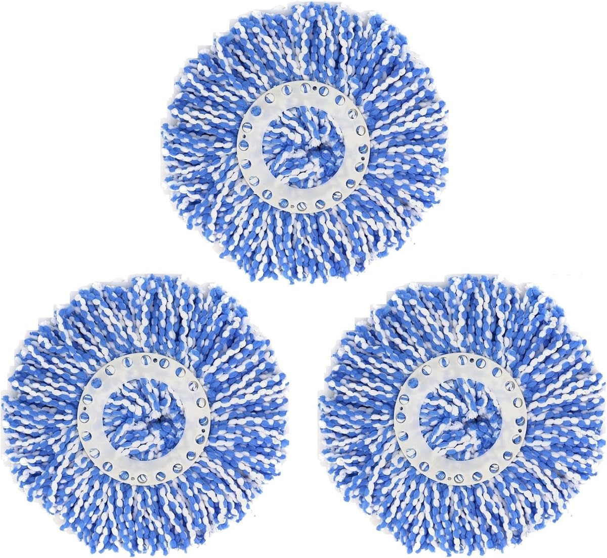 3 Pack 360° Spin Magic Mop Replacement Head, Round Shape Standard Size Microfiber Mop Head Refills for Hurrica Mopnado EGOFLEX Hapinnex Casabella and Other Brands