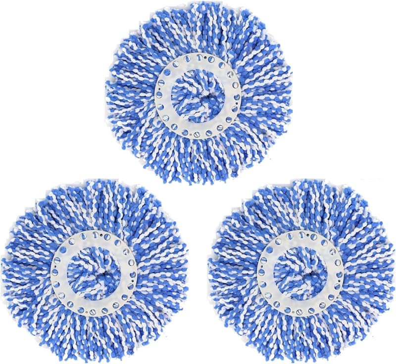 3 Pack 360° Spin Magic Mop Replacement Head, Round Shape Standard Size Microfiber Mop Head Refills for Hurrica Mopnado EGOFLEX Hapinnex Casabella and Other Brands