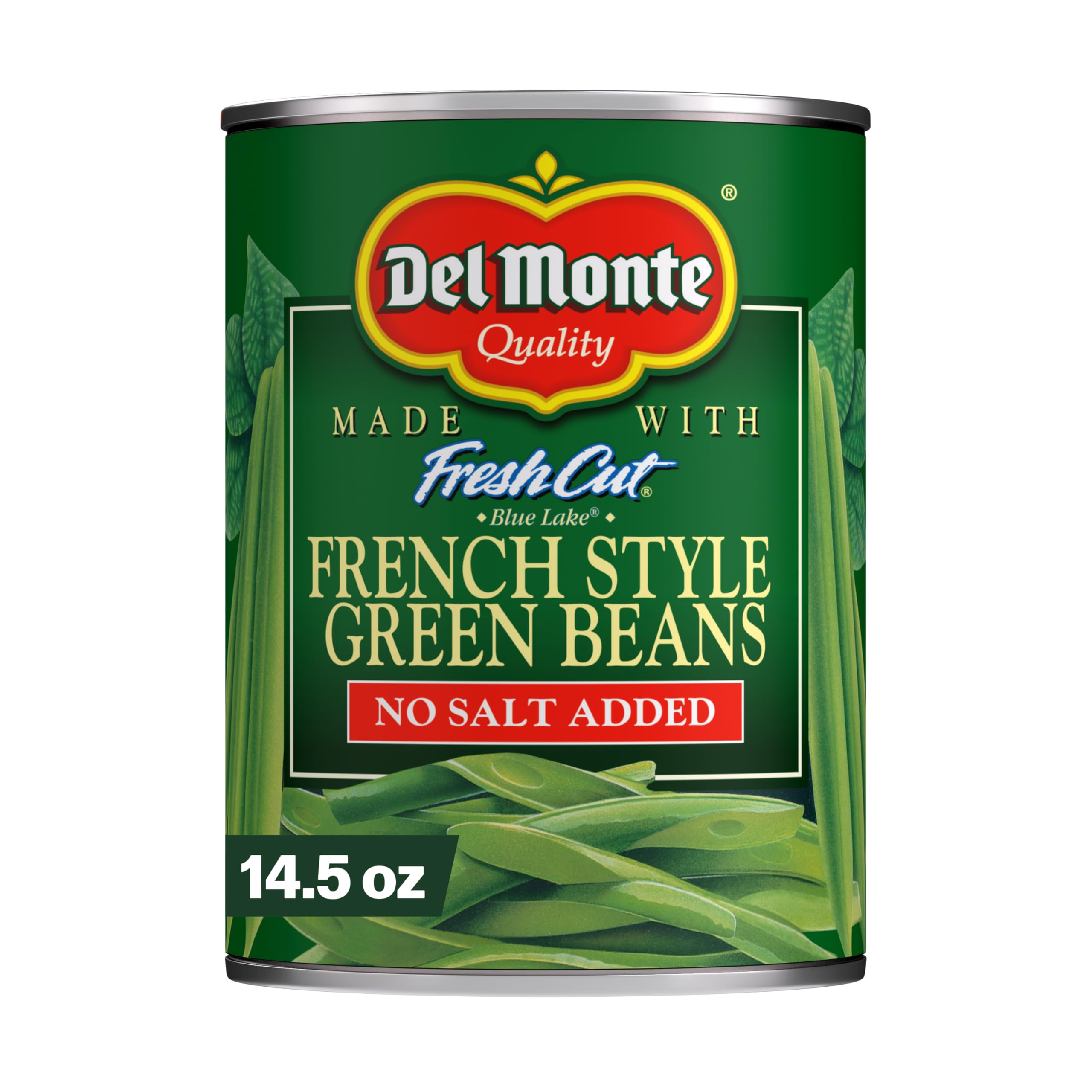 DEL MONTE FRESH CUT BLUE LAKE French Style Green Beans, No Salt Added Canned Vegetables, 14.5 oz Can