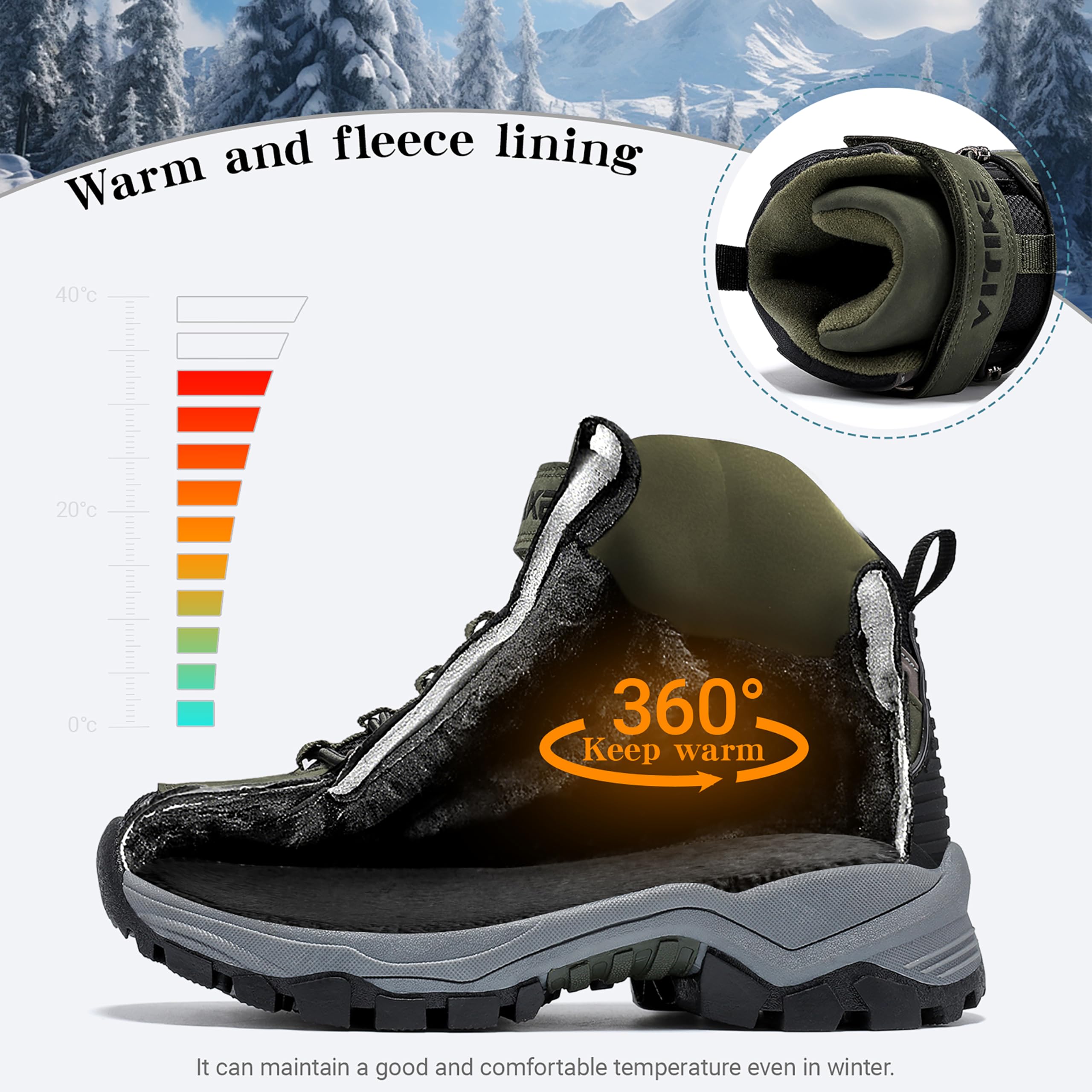ASHION Enfants Chaussure en Coton Hiver ChaudeChaussure de Randonnée Bottes de Neige,H vert 31 EU