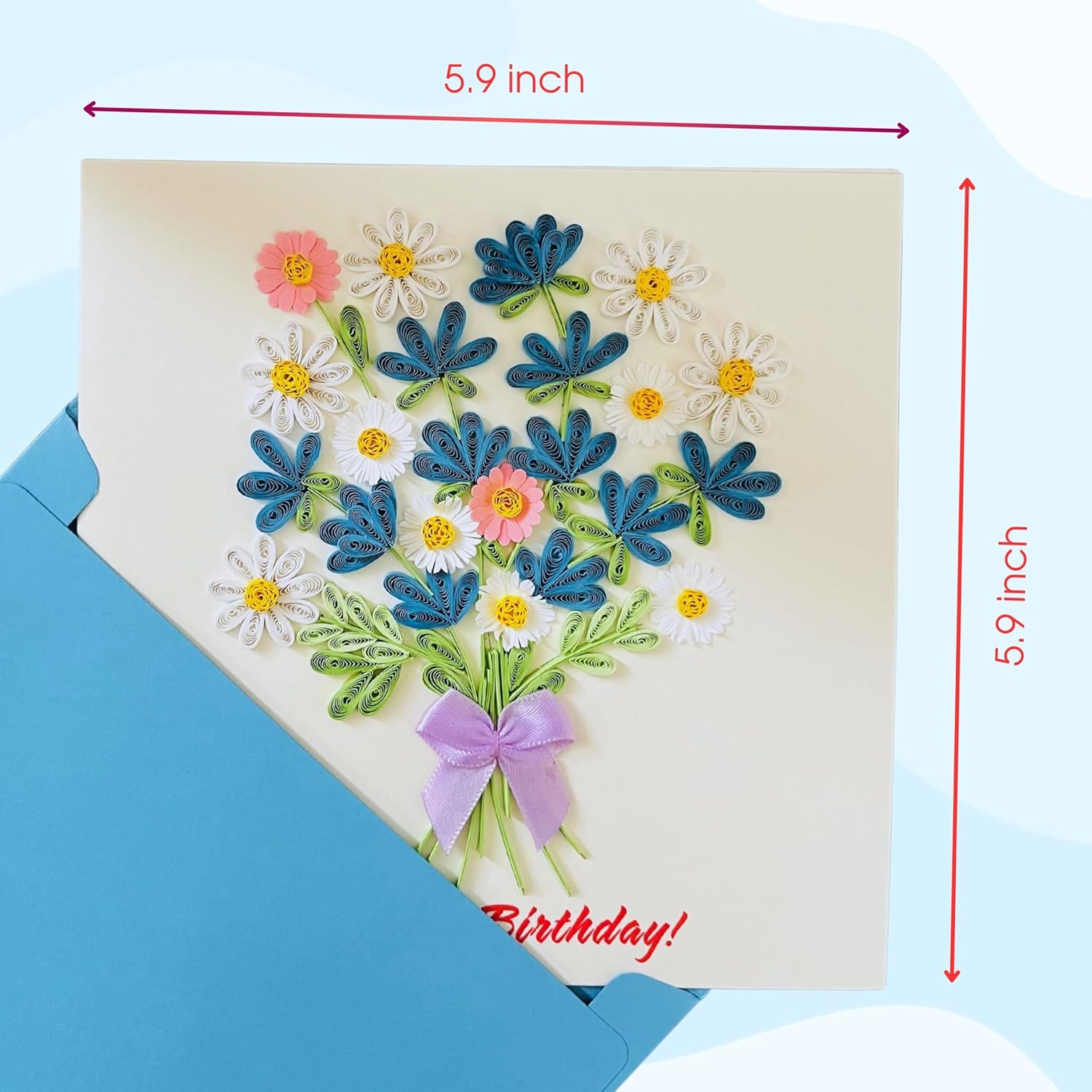 Quilling Card, Birthday Cards, handmade birthday card and gift, handcrafted cards for mother and girls with HPBD daisy designs - Image 4