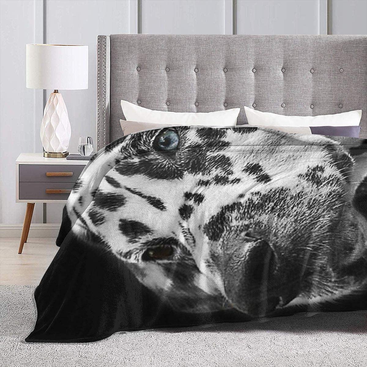Dalmatians - Mantello in pile con testa di animale e testa di cane, in flanella, soffice piumone per la cameretta dei bambini, decorazione per la cameretta dei bambini, in peluche, 150 x 150 cm