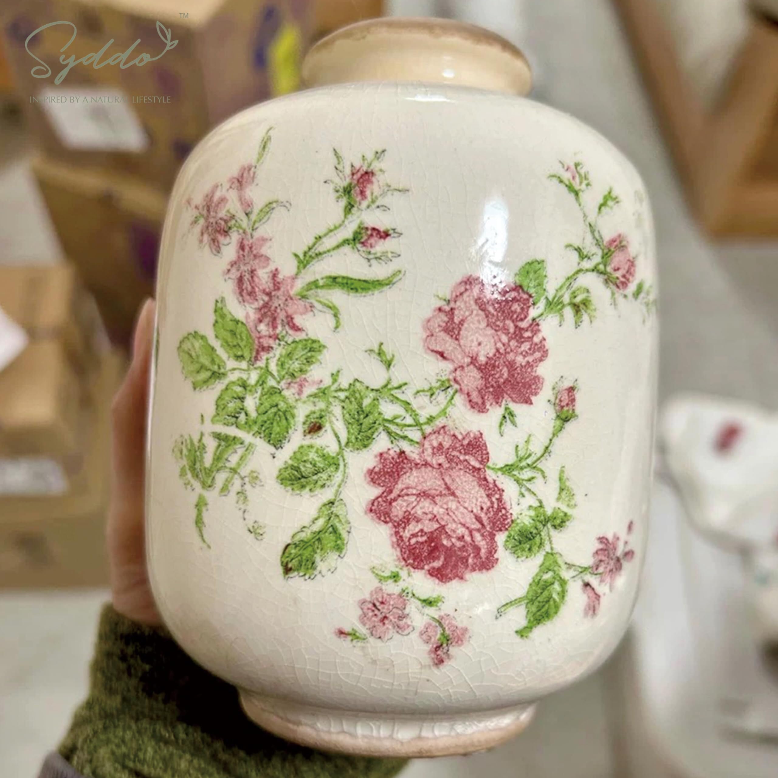 Vasi da fiori Vaso in ceramica bianca, piccolo disegno floreale in porcellana stile country francese dipinto a mano Accessori per il soggiorno