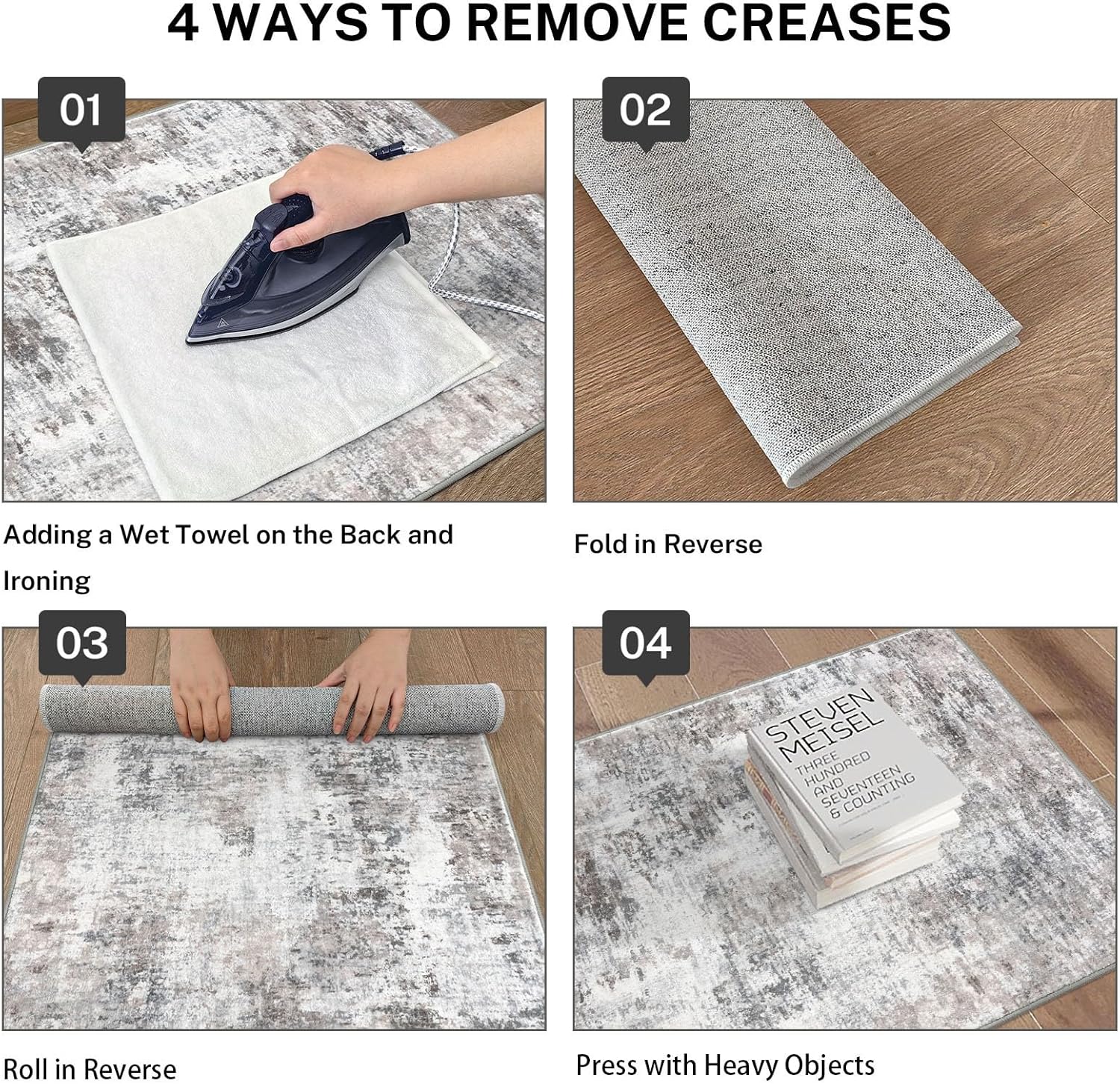 Modern Abstract Hallway Runner Rug, Beige Grey 2x8 Runner Rug, Washable Kitchen Runner Non-Slip Soft Thin Print Faux Wool Carpet for Entryway Bedroom Laundry Room Indoor - Image 3