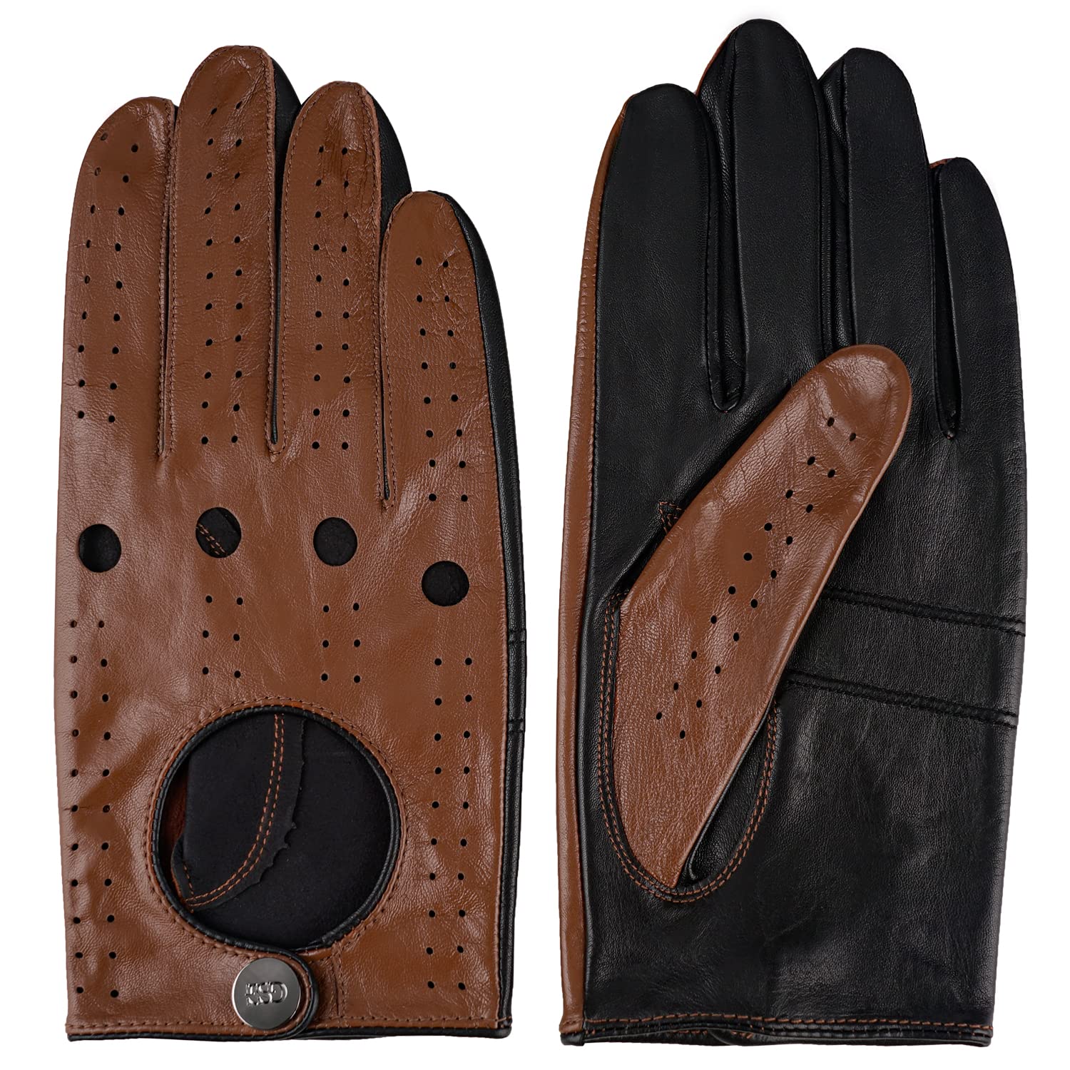 GSG Herren-Handschuhe aus echtem Leder, Schaffell, schwarz, zum Fahren, Radfahren, Touchscreens, Motorrad, ungefüttert