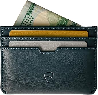 Vaultskin MOORGATE Slim Top-Grain Leather Credit Card Holder, RFID Wallet | Minimalist thin case for men and women, 5 slots for ID and cash, genuine cowhide, scan blocking, small compact front pocket