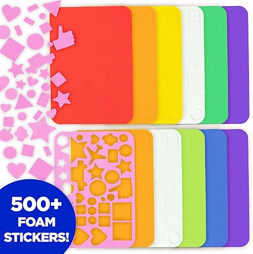 Miniatura 4 de Horizon Group USA Kit de manualidades de marco de fotos de espuma, paquete de 12 marcos de fotos coloridos de 4 x 6 pulgadas con más de 500