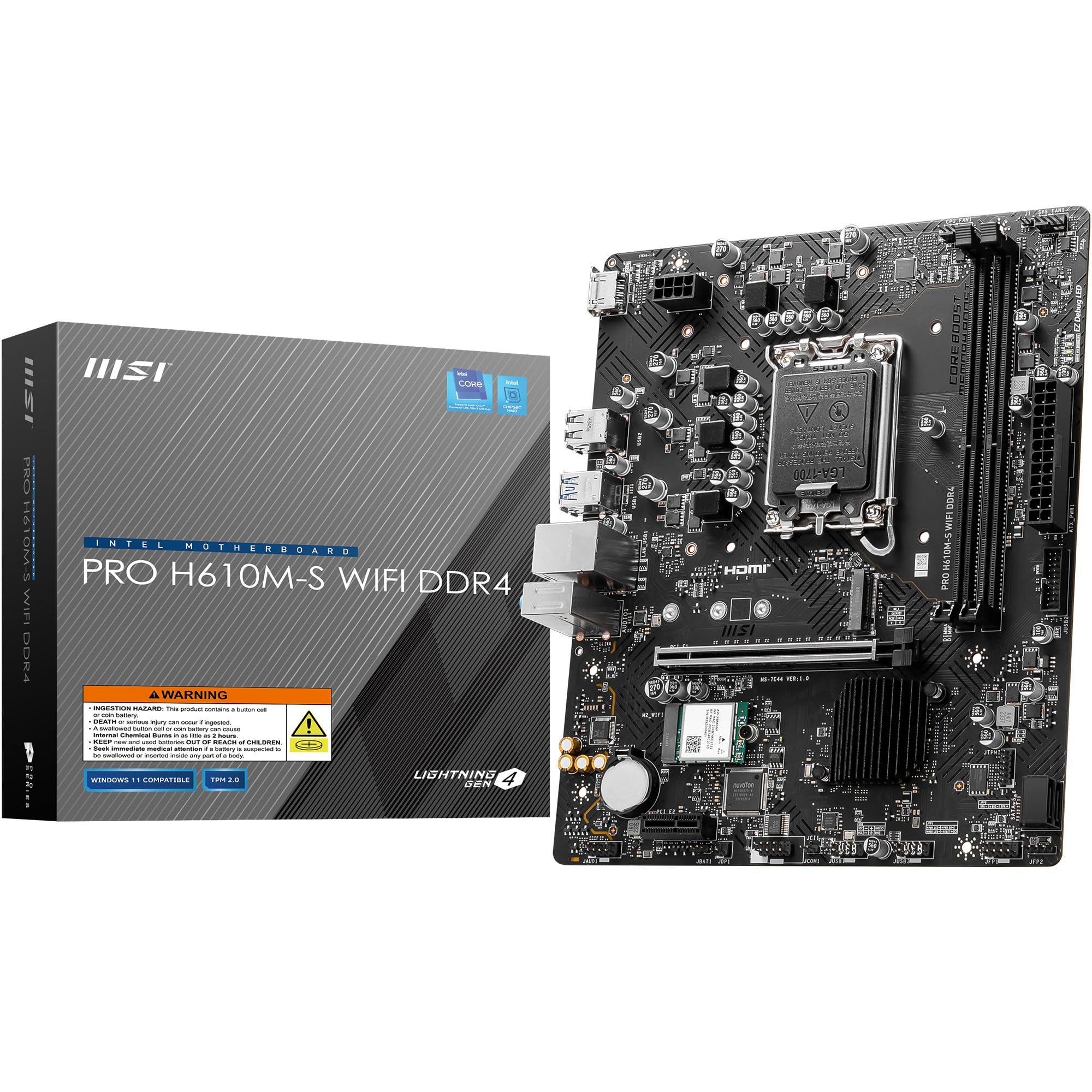 MSI PRO H610M-S WiFi DDR4 Motherboard, Micro-ATX - Supports Intel