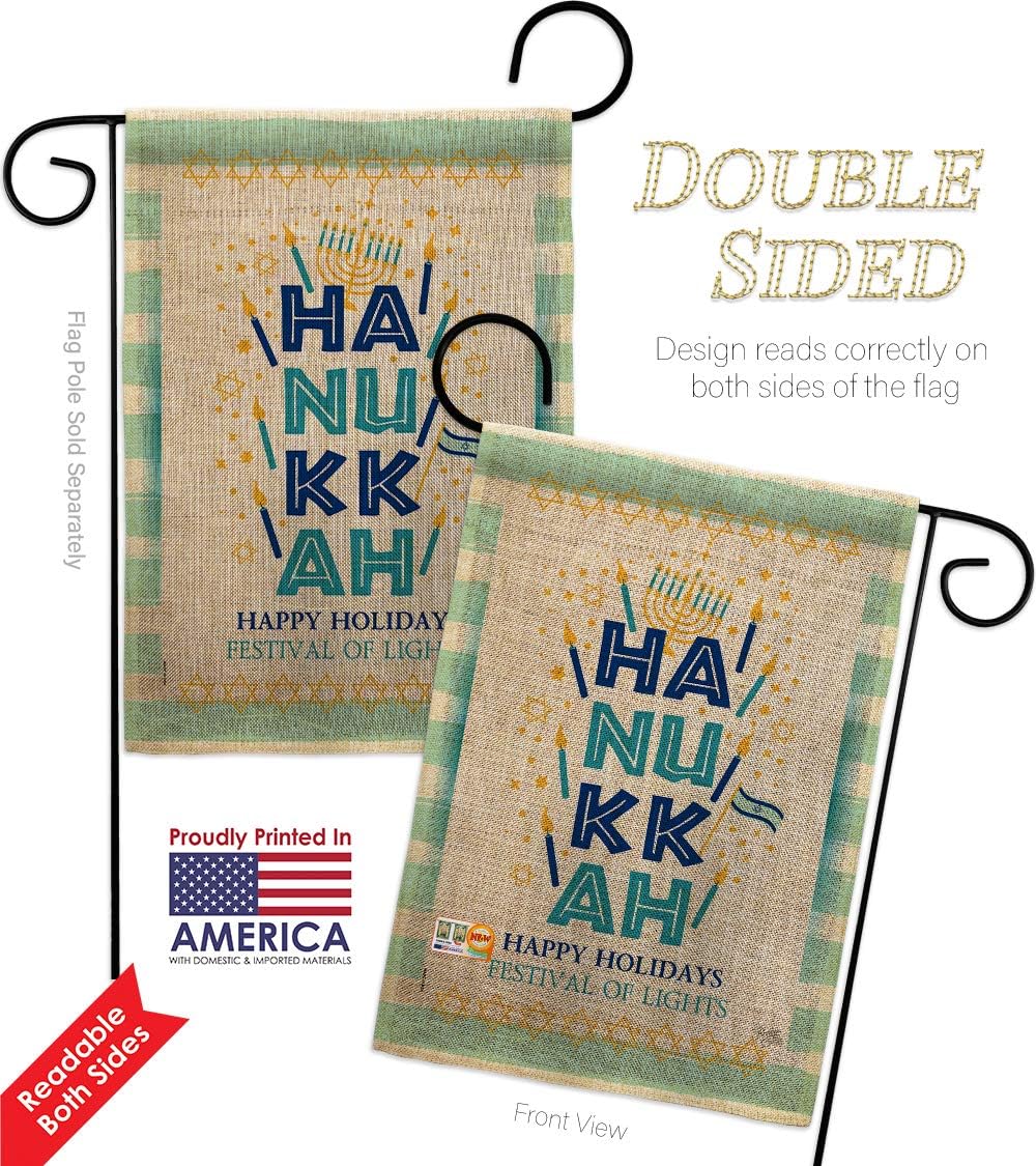 Jewish Festival Burlap Burlap Garden Flag Wintertime Hanukkah Candle Bonsai Menorah Chanukah David Small Decorative Gift Yard House Banner Double-Sided Made In USA 13 X 18.5