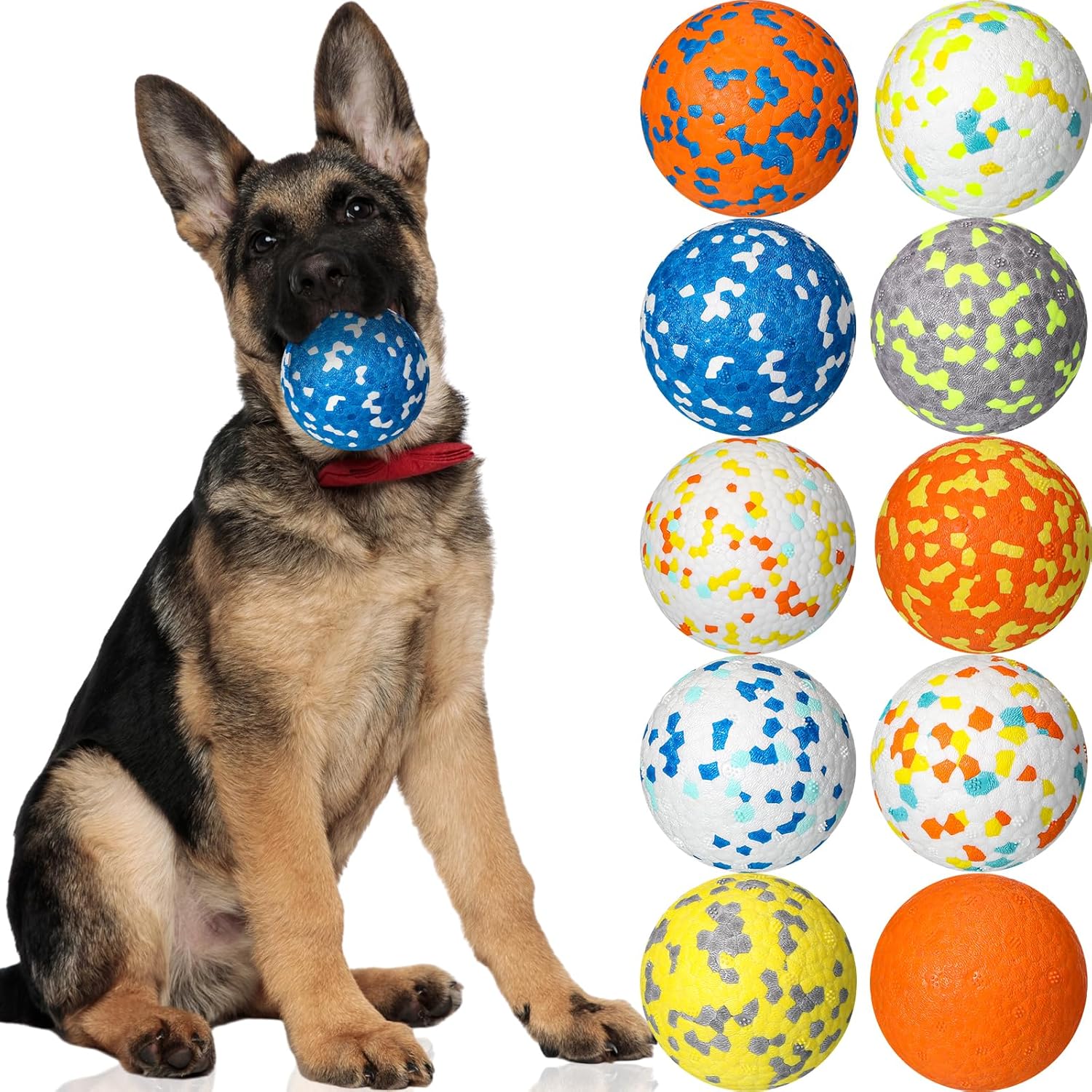 Lenwen 10 Pcs Dog Toy Ball for Aggressive Chewers Interactive Dog Ball for Boredom and Stimulating Bouncy Floating