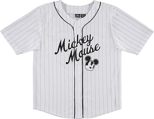 Disney Camiseta de béisbol con botones de malla Mickey Mouse para niño