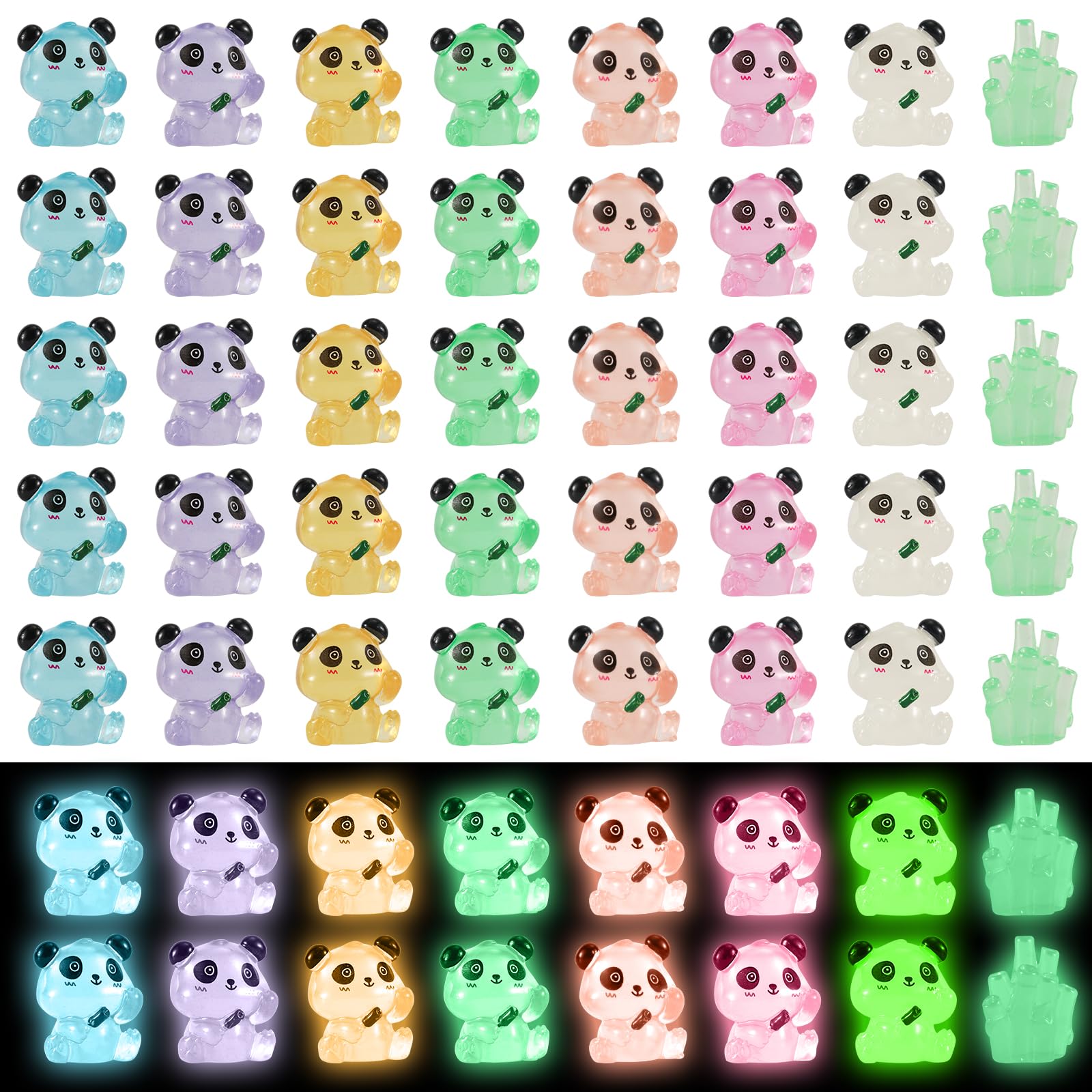 35pcs Luminous Mini Pandas & 5pcs Bamboos