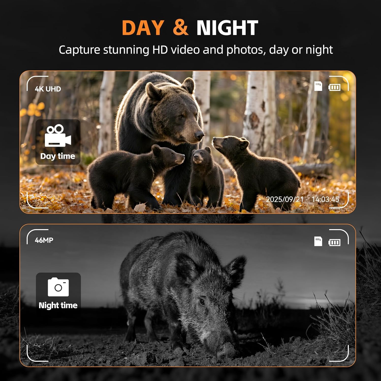 Night Vision Goggles, 4K HD Night Vision Binoculars with 7X Digital Zoom, 3'' HD Screen & Rechargeable Battery for Camping & Security, with 32GB TF Card for Photos and Videos, Gifts for Men Him Dad - Image 6