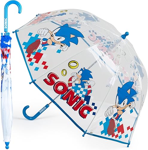 Sonic The Hedgehog Paraguas transparente para niños Cúpula plegable jaula paraguas niños Viaje ligero