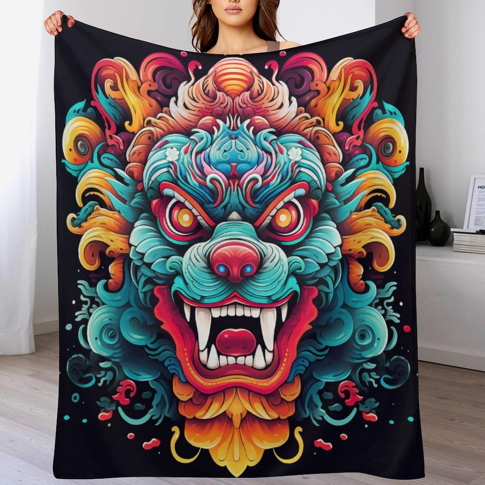 Plaid dragon douillet pour vos soirées cocooning sur le canapé