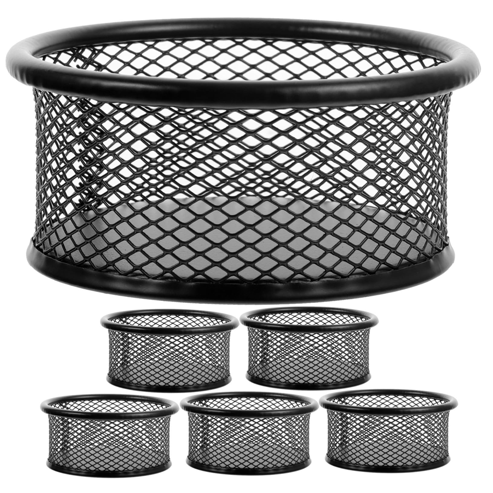 HOMSFOU 6Pcs Mesh Paper Clip Holder Metal Organizer for Desk Storage for Paperclips Thumbtacks Binder Clips Stylish and Convenient Desktop Accessory