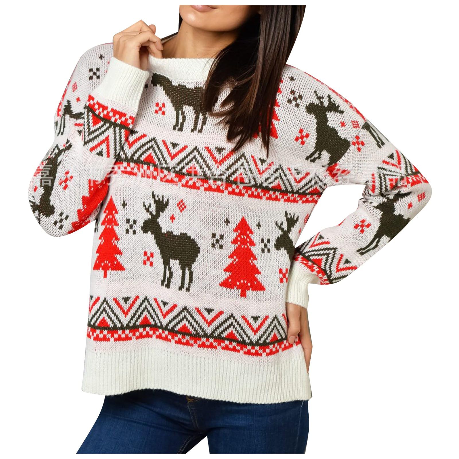 Large Size Christmas Sweater Women Autumn and Winter New Loose Lazy Turtleneck Long Sleeve Chunky Knit Pullover