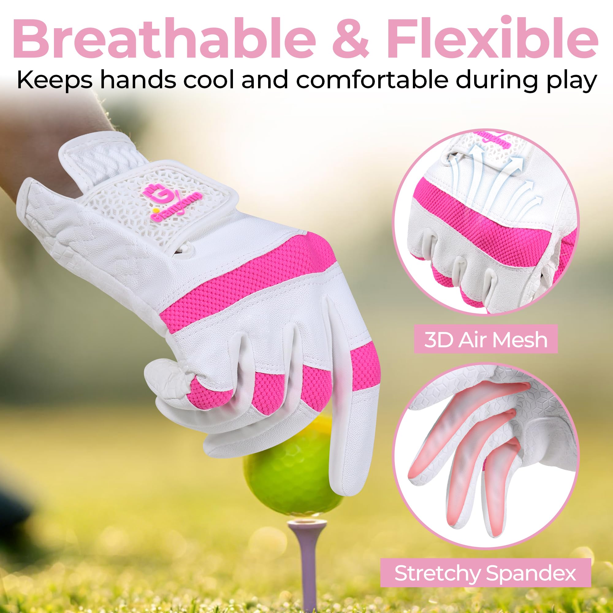 GIAMZONP Womens Golf Glove for Left or Right Hand 1 Pack, Breathable Lightweight Ladies Golf Glove with Non-Slip Grip for Women Golfers - Image 4