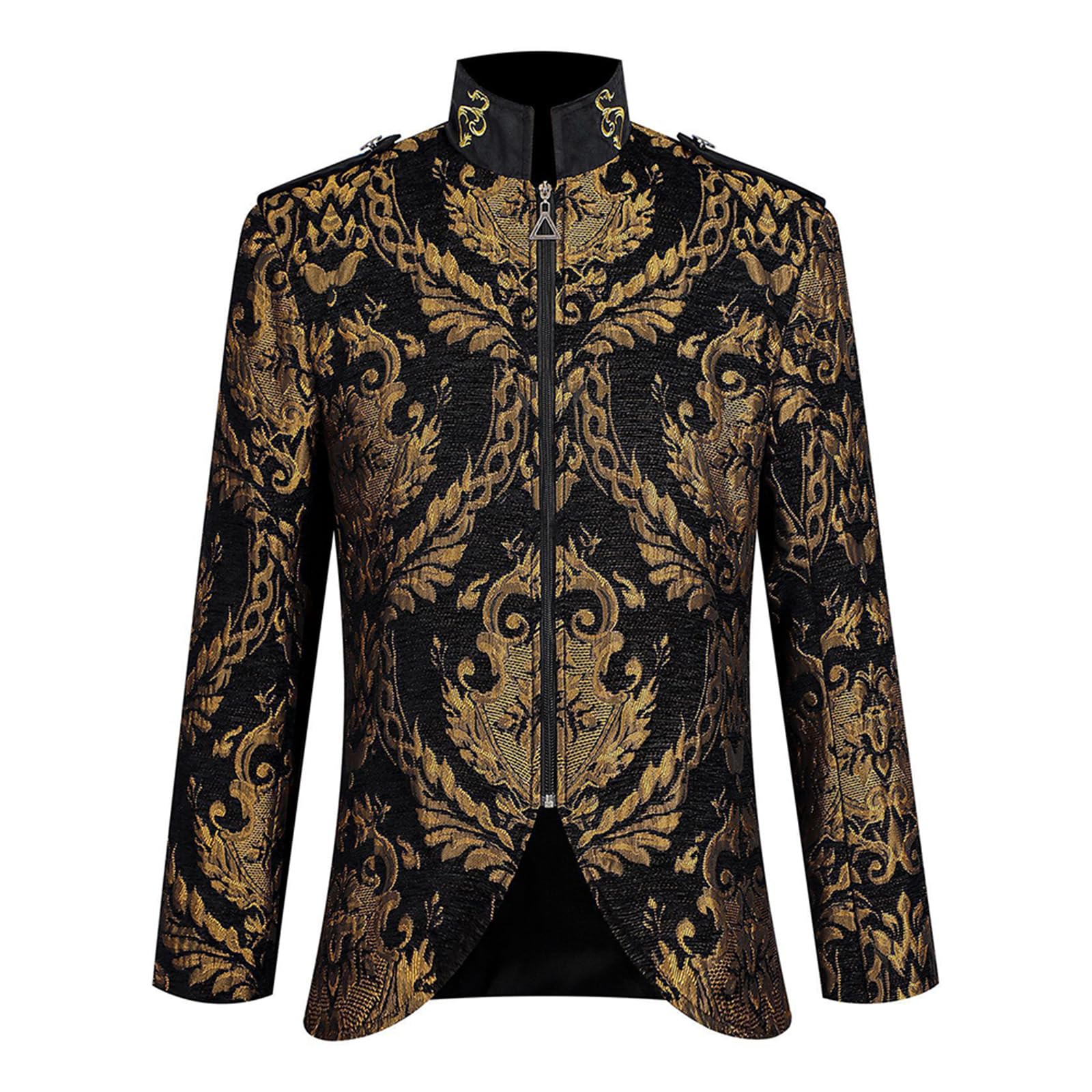 Giacca Militare Gotica Da Uomo Collo Dritto Uniforme Reale Ricamata