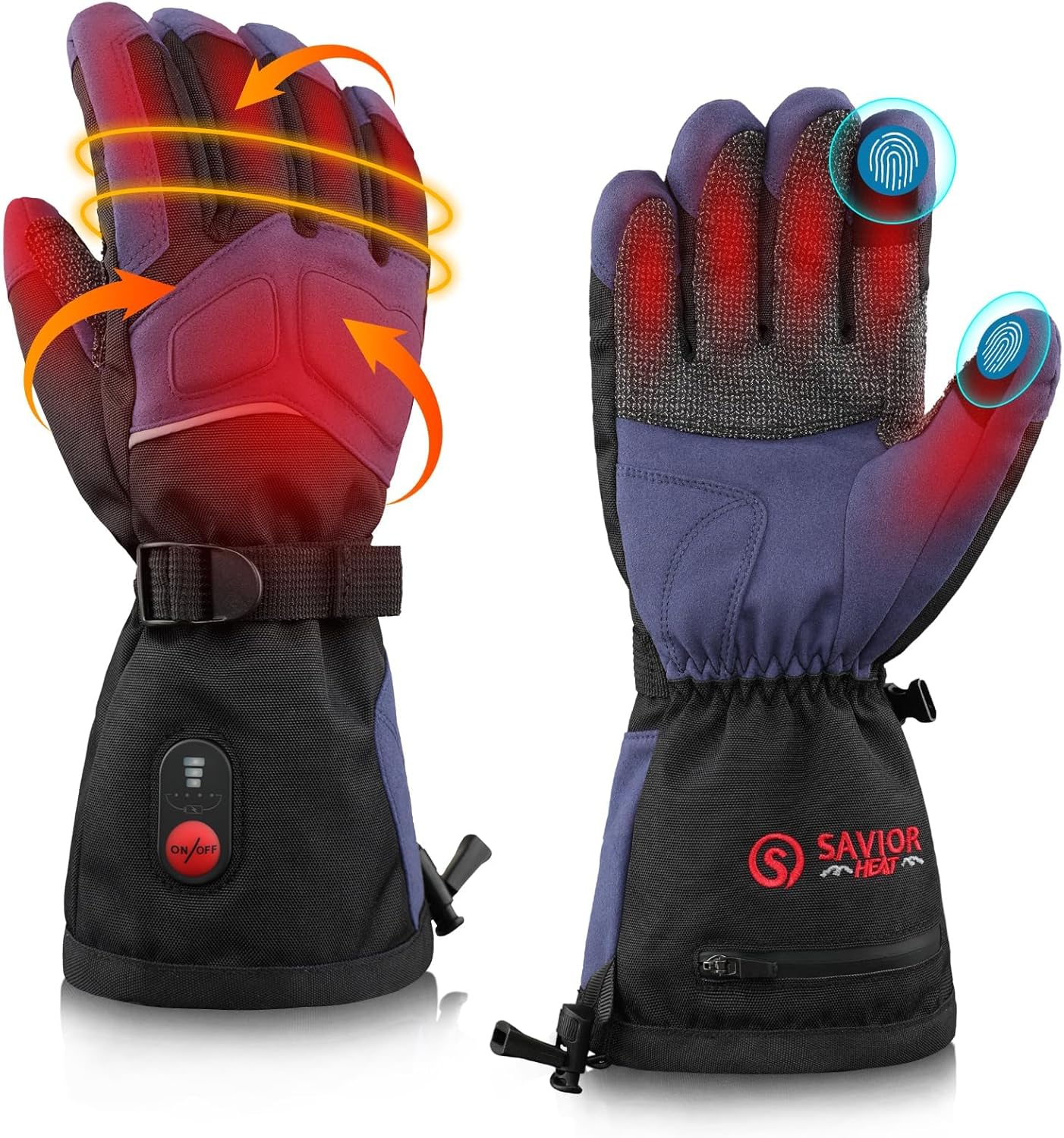 SAVIOR HEAT Heated Work Gloves, 7.4V Rechargeable Batteries Heated Gloves, Durability Gloves with Grip, Impact-Resistant Rubber Insulated (Medium)