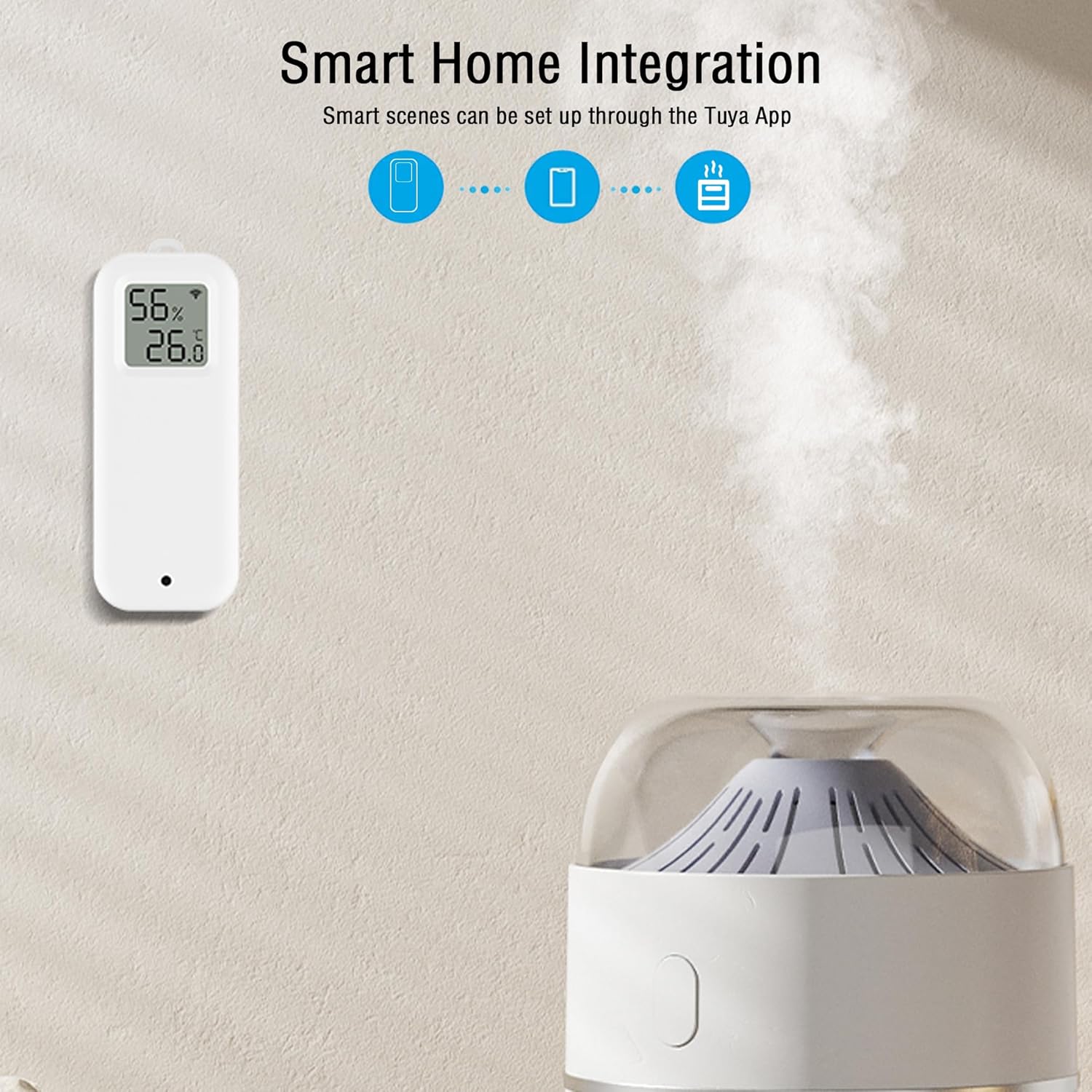 PHOVOLT WLAN Thermometer Hygrometer Sensor, Wireless Smart Temperature and Humidity Digital Display Monitor, with Remote App Notification Alert for Home, Greenhouse(4 Pack)