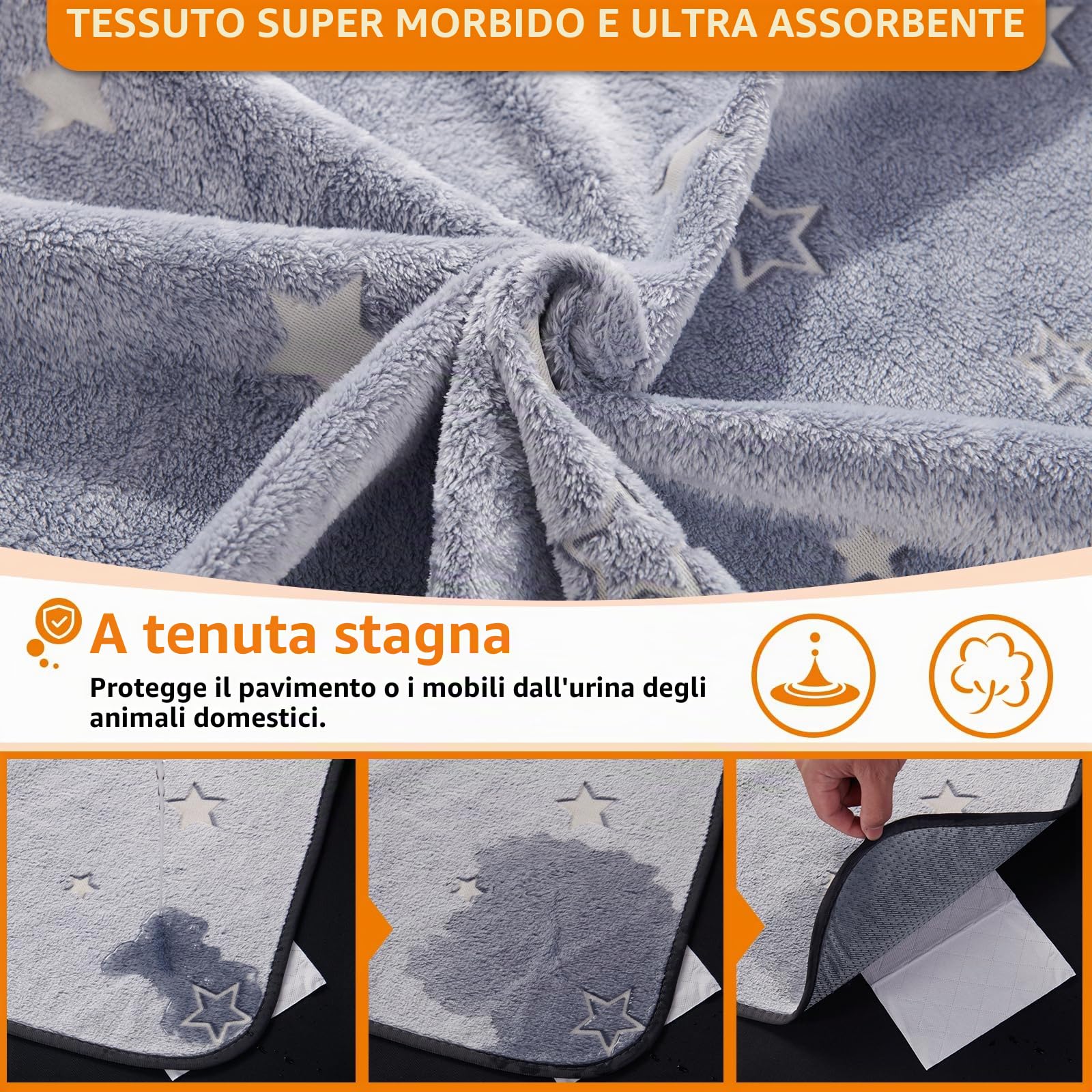 PICK FOR LIFE Tappetino lavabile per cani e animali domestici, per cani anziani o incontinenti, 90 x 122 cm