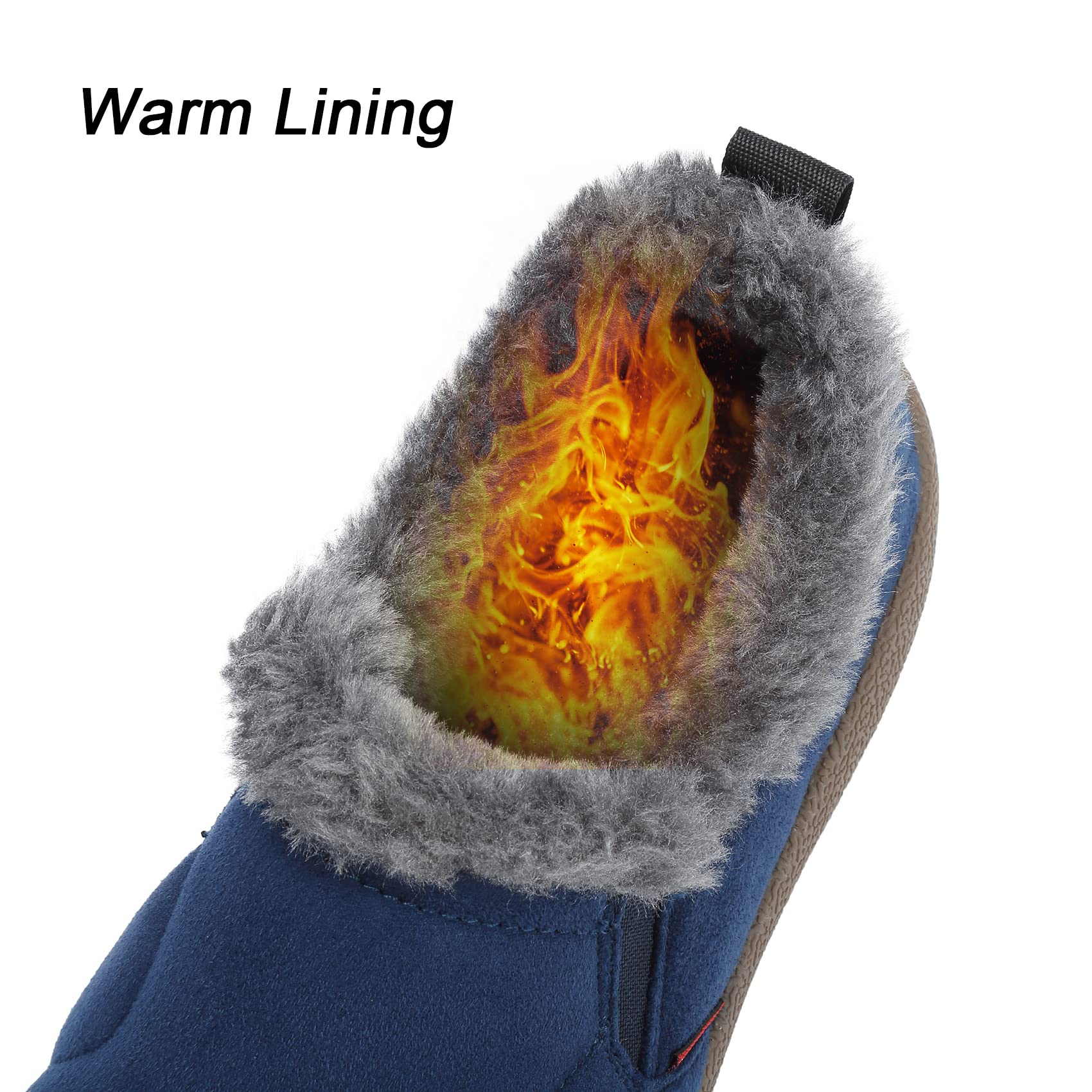 DimaiGlobal Stivali da Neve Uomo Stivaletti Foderato in Pelliccia Scarpe Comodo Caldo Invernali Antiscivolo Pantofole Interno ed Esterno