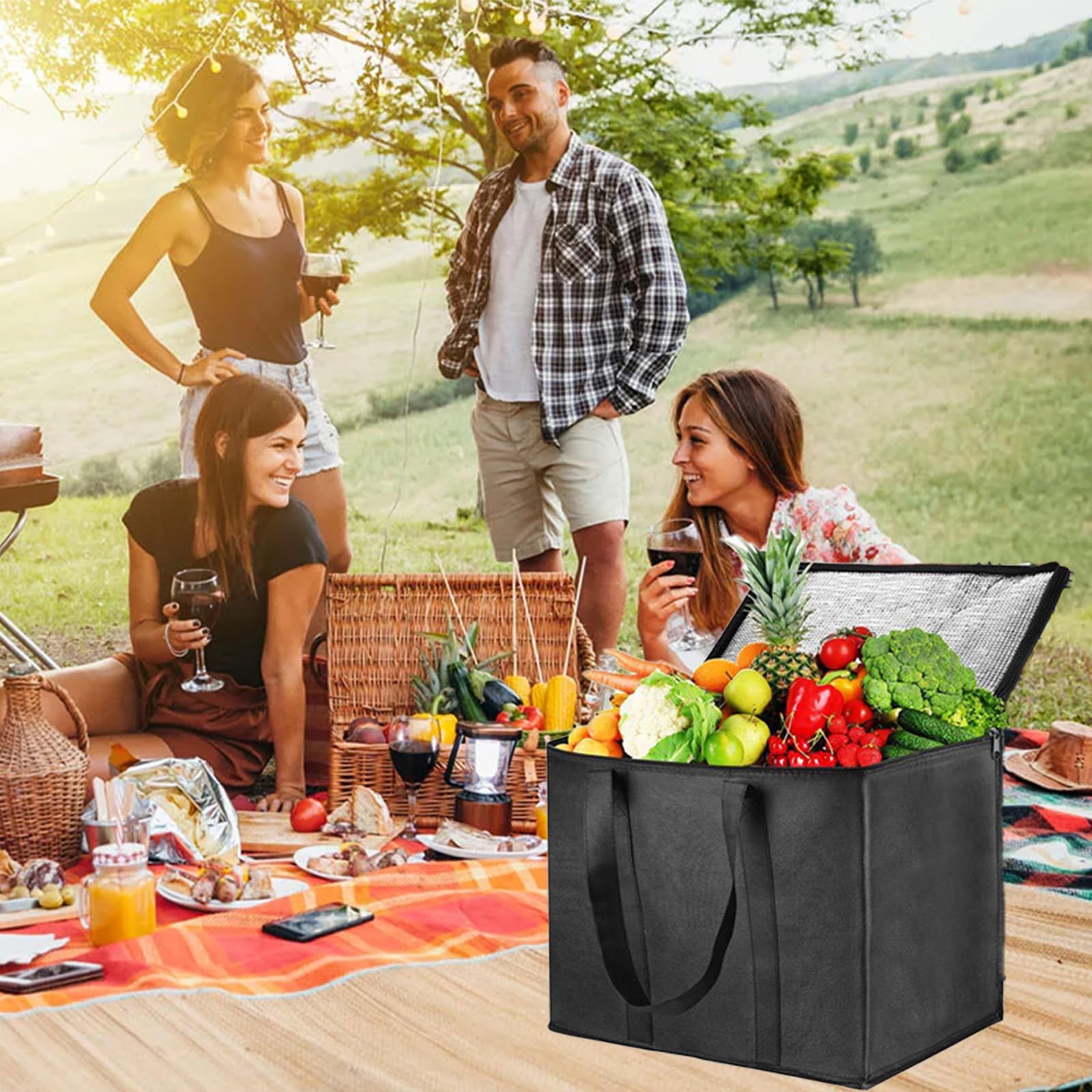 Zephyra Borsa Termica 35L Pieghevole, Grande Borsa Frigo Isotermica Impermeabile per Picnic, Campeggio, Viaggi, Spiaggia, Auto, BBQ